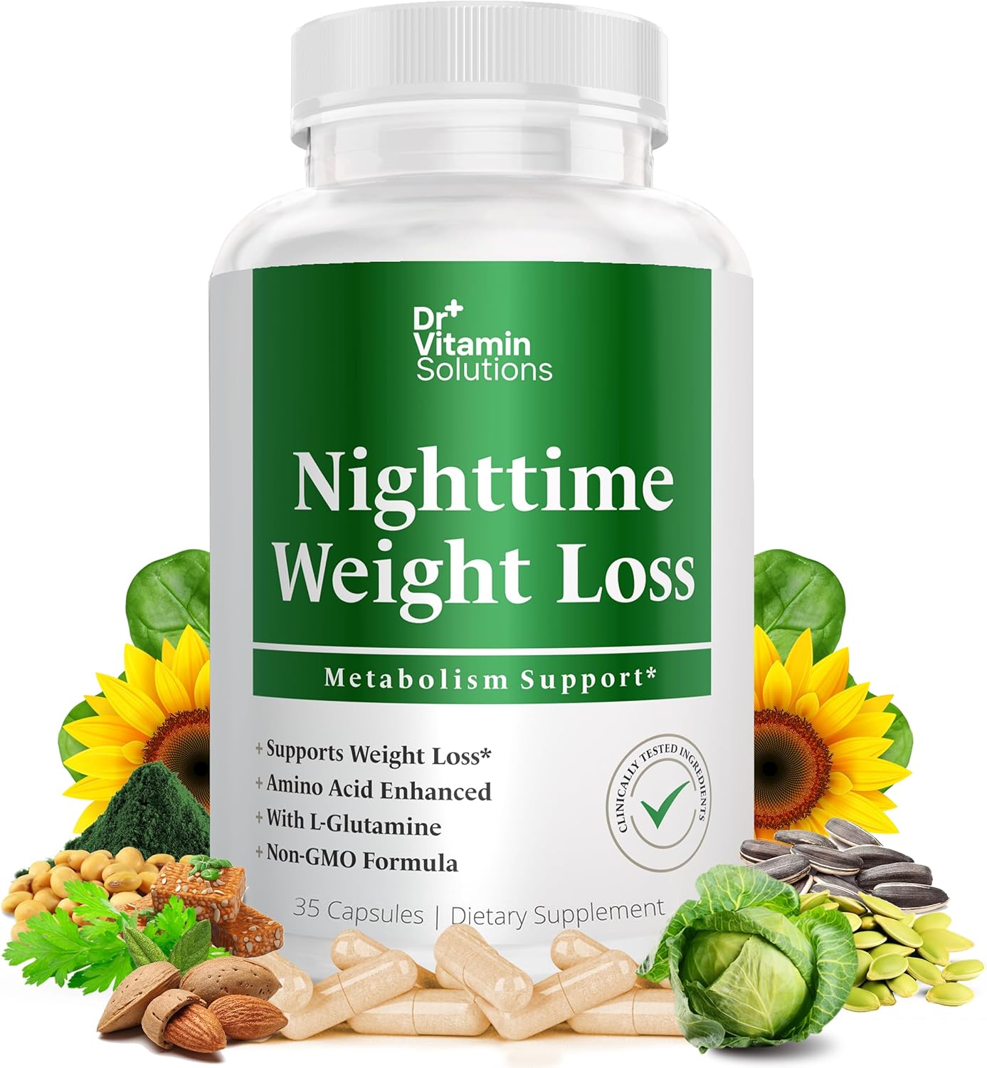 DR VITAMIN SOLUTIONS Nighttime Fat Burner Supplements - Appetite Suppressants for Weight Loss - Night-Time Fat Burner for Women  Men - Metabolism Booster Weight Loss Pills - 35 Capsules