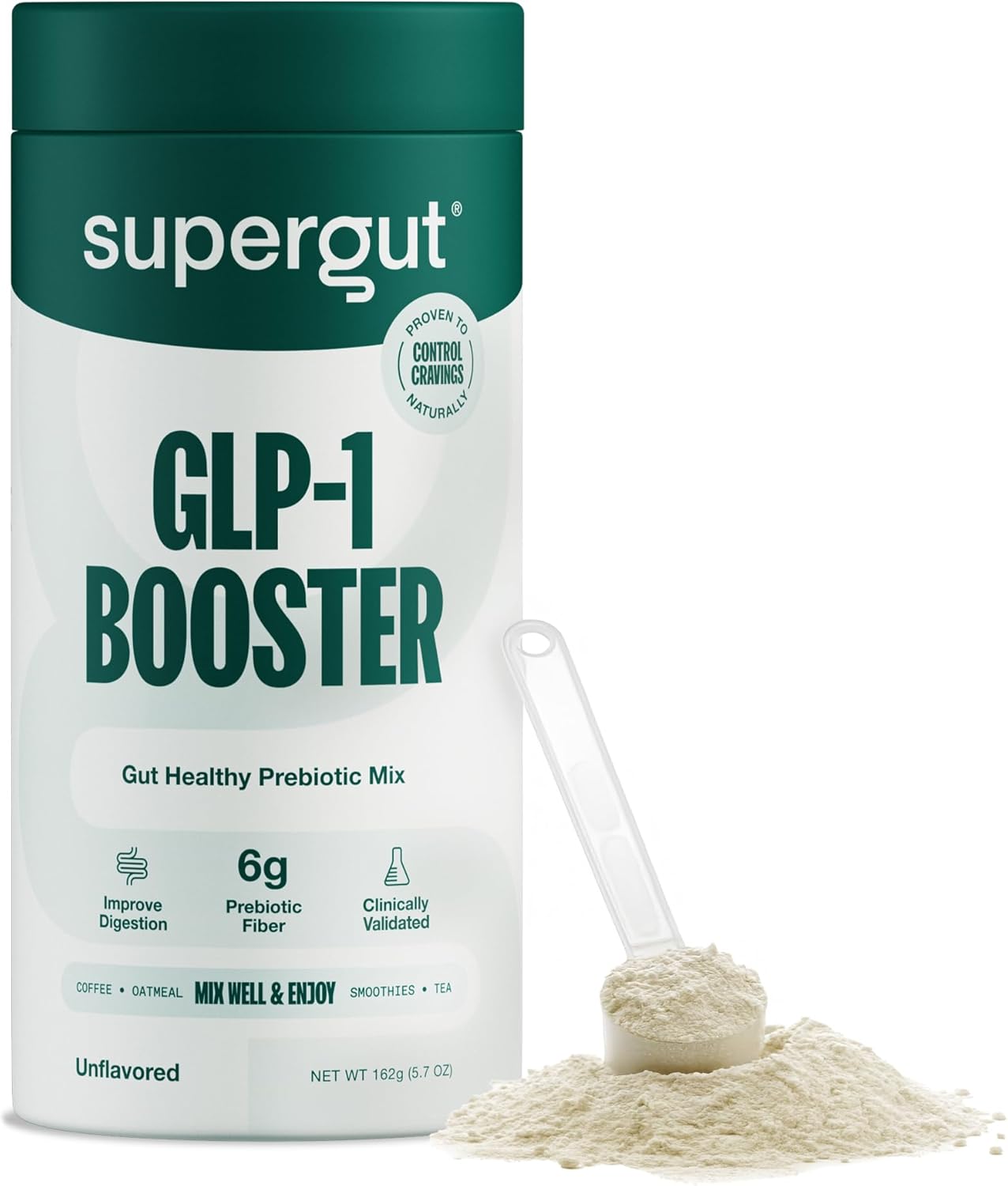 Supergut Gut Healthy GLP-1 Booster - High Fiber GLP-1 Supplement Powder for Women  Men - Sugar-Free Drink Mix for Gut Health (20 Servings)