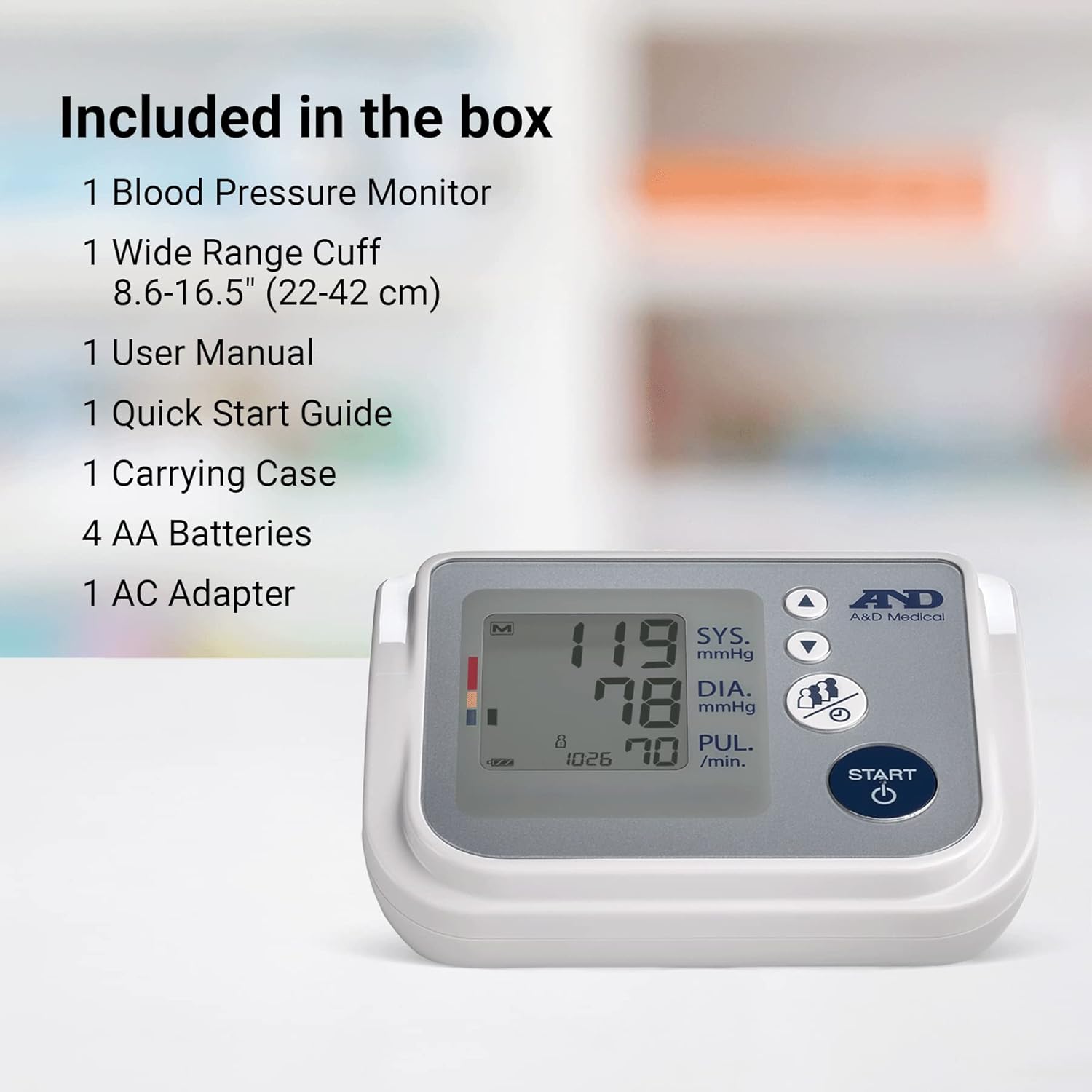 AD Medical Blood Pressure Monitor for Home Use, UA-767F, Wide-Range Cuff (8.6-16.5/22-42cm), 4 User, Easy to Use, Body Movement  Cuff Fit Detection Error, Batteries, Carrying Case, FSA/HSA Eligible