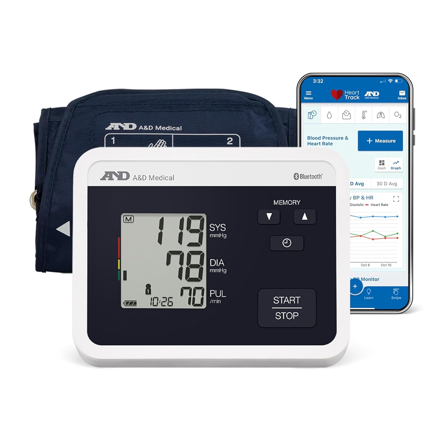 AD Medical Multi-User Bluetooth Blood Pressure Monitor for Home Use - UA-770BLE - Wide Range Cuff (8.6-16.5 / 22-42cm), Up to 4 Users, iOS  Android Compatible, FSA/HSA Eligible, AA Batteries
