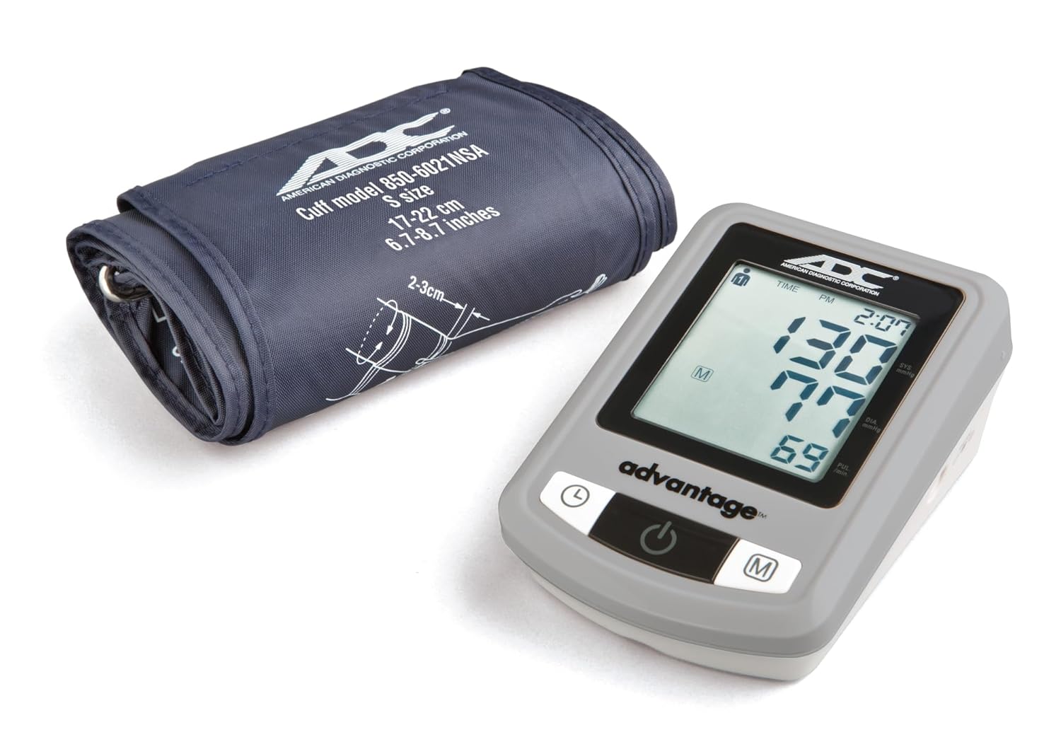 ADC Advantage 6021NSA Automatic Digital Blood Pressure Monitor with Storage Case, BHS AA Rated, Small Adult Navy Upper-Arm BP Cuff