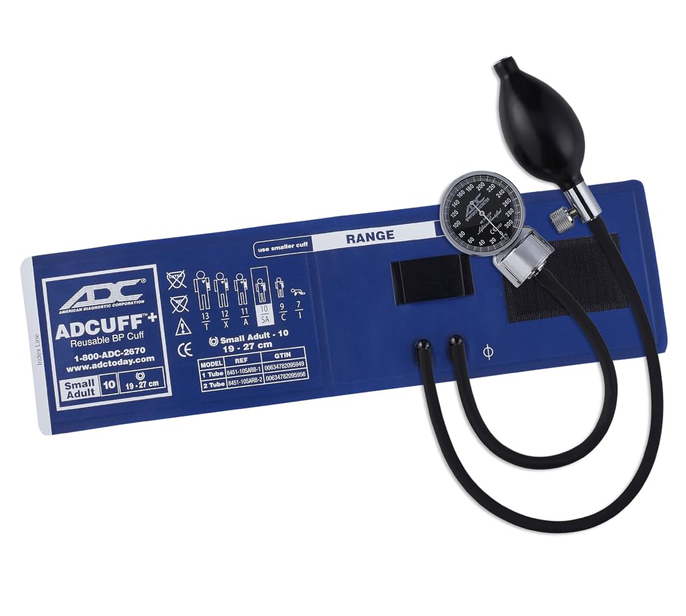 ADC Diagnostix 700 Premium Professional Pocket Aneroid Sphygmomanometer with Adcuff+ One-Piece Nylon Blood Pressure Cuff, Small Adult, Royal Blue
