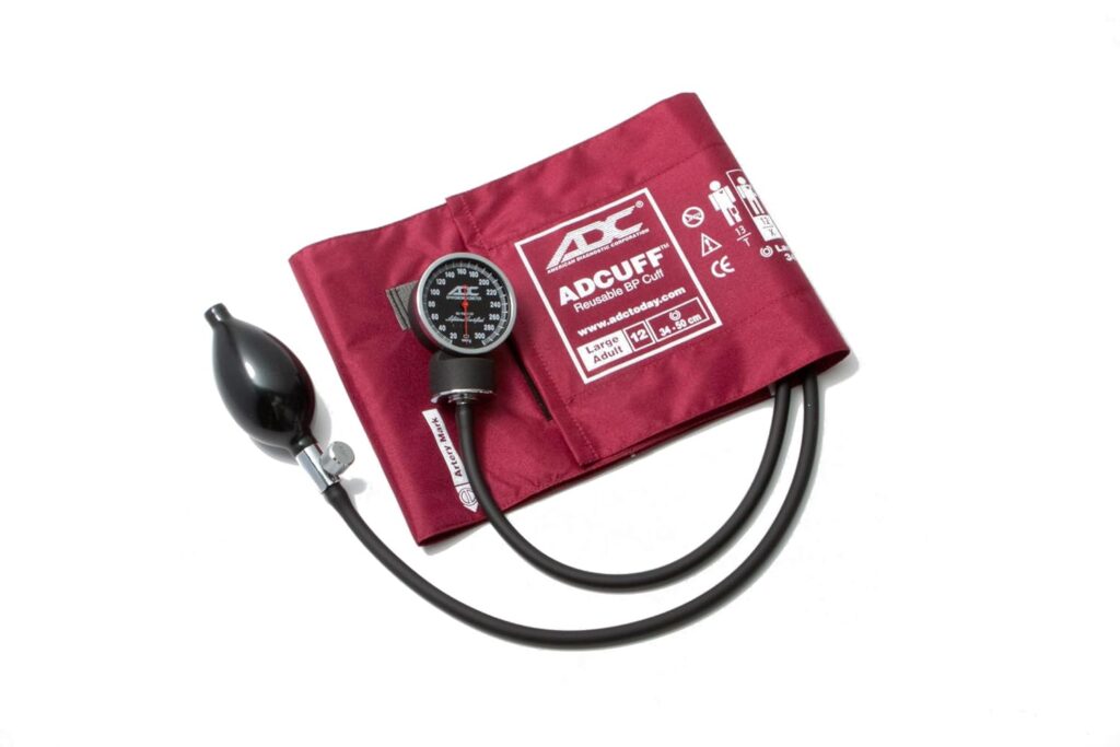 ADC Diagnostix 720 Premium Professional Pocket Aneroid Sphygmomanometer with Adcuff Nylon Blood Pressure Cuff, Large Adult, Burgundy