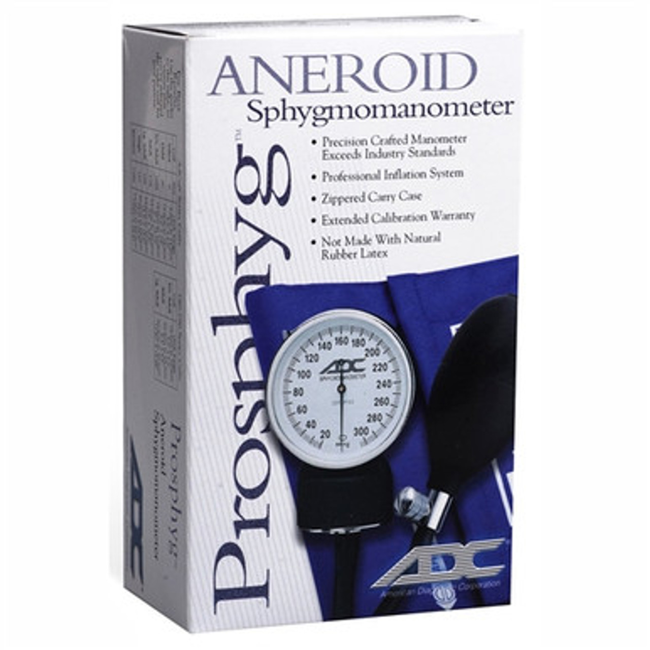ADC Prosphyg 785 Manual Home Sphygmomanometer with Self-Adjusting Blood Pressure Cuff and Carrying Case, Large Adult, Navy