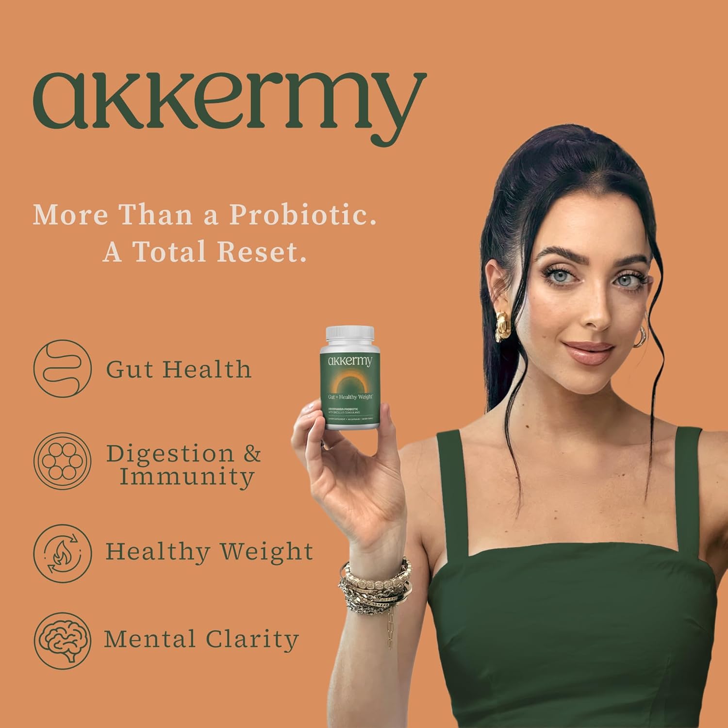 Akkermansia Probiotic for Healthy Weight | Naturally Increases GLP-1 | 60 Day Supply | Contains Bacillus Coagulans, Vitamins B2, D3  Chromium | SIBO Friendly, Vegan  Gluten Free