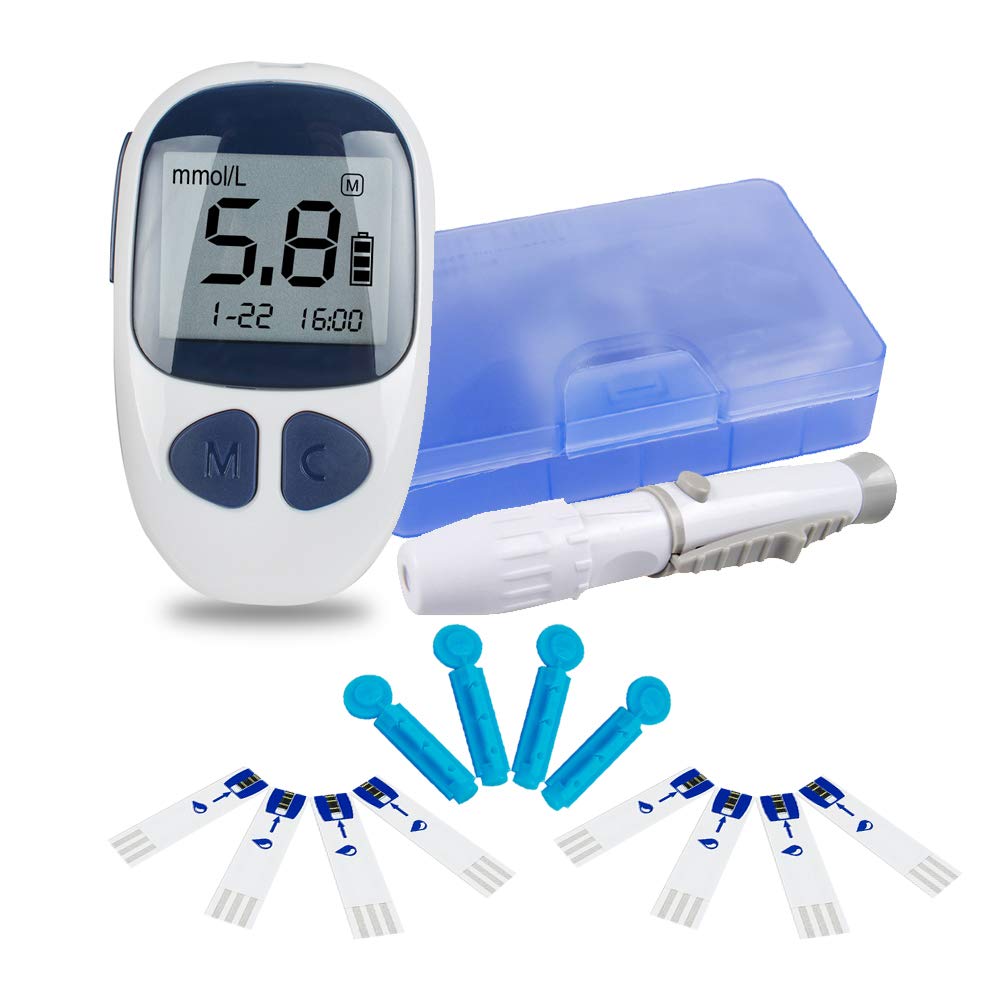 Blood Glucose Meter Kit Glucose Monitoring Kit Diabetes Testing Kit Complete Monitoring System with 1 Meter 1 Lancing Device 50 Test Strips and 50 Lancets