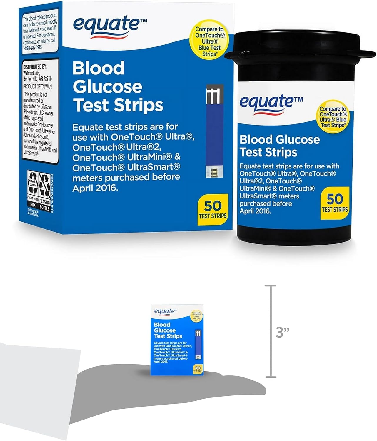 Blood Glucose Test Strips, 50 Count | Ideal for Glucose Monitor Kit, Diabetes Testing | Compatible with OneTouch Meters | Reliable Readings | Accurate  Easy to Use | High Accuracy Strips
