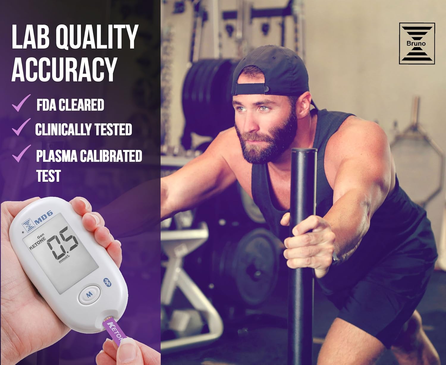 Blood Ketone  Glucose Monitoring System | Track Your Ketones  Ketogenic Diet Progress | Ketosis Test Kit with Lancing Device, 10 Keto Strips + 50 Lancets