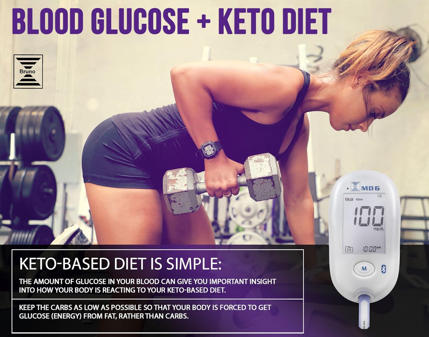 Blood Ketone  Glucose Monitoring System | Track Your Ketones  Ketogenic Diet Progress | Ketosis Test Kit with Lancing Device, 10 Keto Strips + 50 Lancets