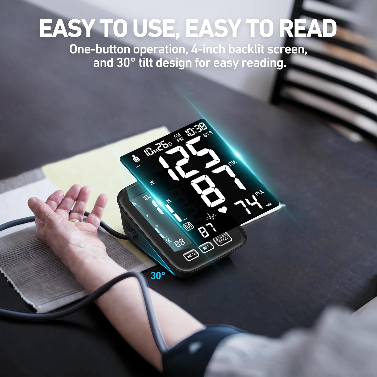 Blood Pressure Machine for Home Use - 3 Size Cuffs, Small 7-9, Medium/Large 9-17 and XL Extra Large 13-21, Accurate Digital Automatic Upper Arm BP Monitor, Large Backlit Display, 3-User Mode