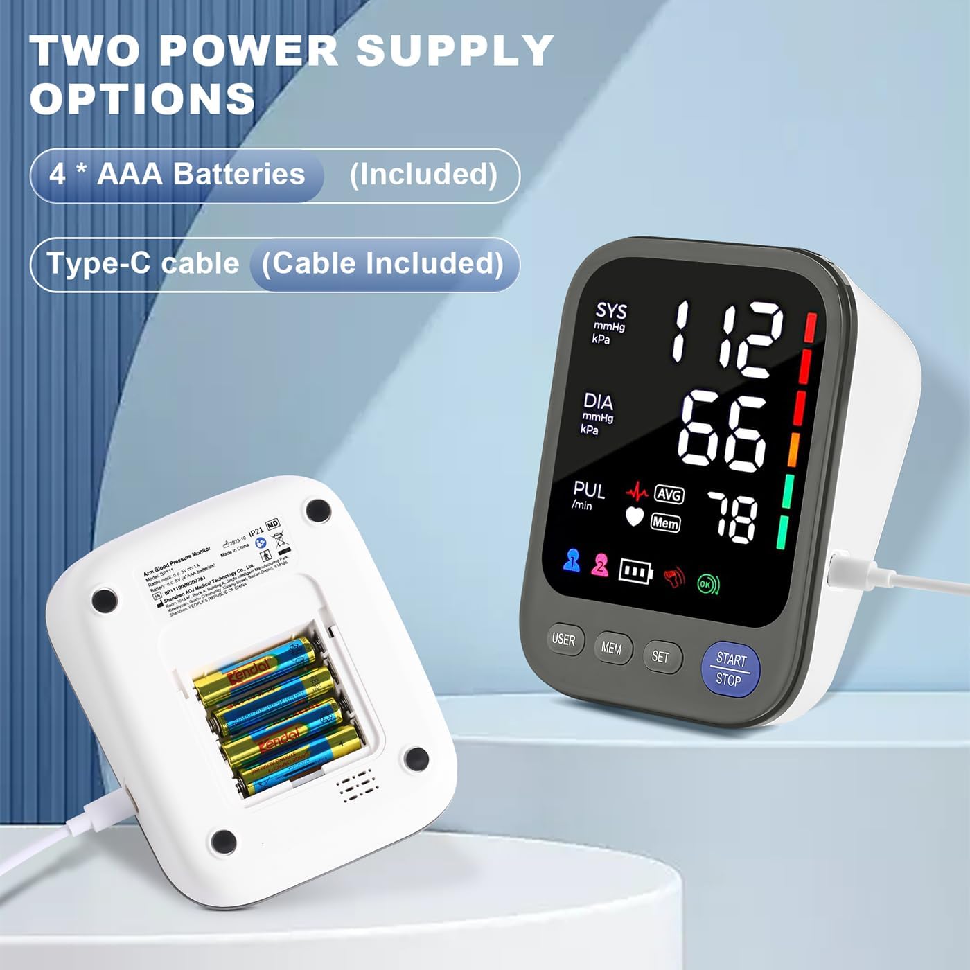 Blood Pressure Monitor, Automatic Digital Upper Arm Blood Pressure Machine with Adjustable Large Cuff, Hypertension Detector - LED Display 2 Users 240 Sets Memory