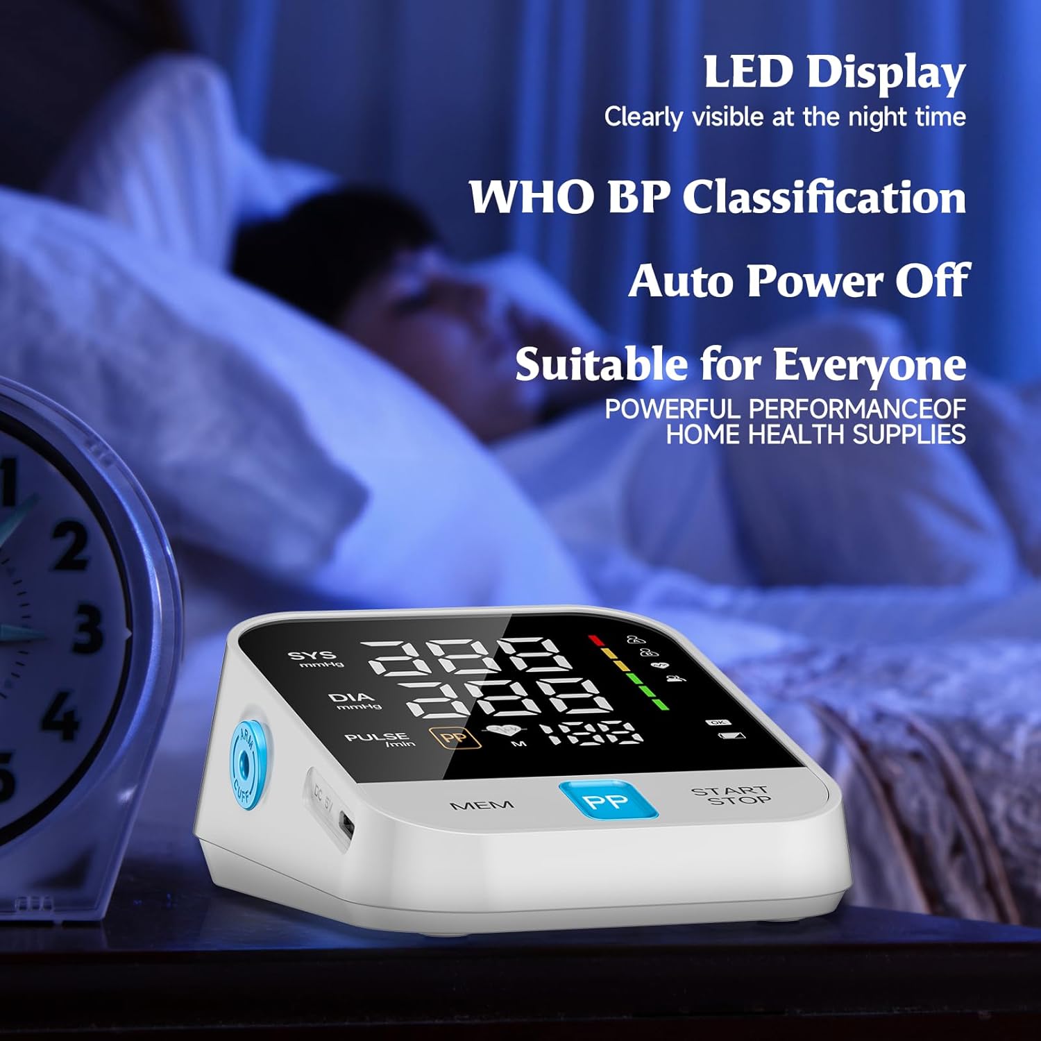 Blood Pressure Monitor for Home Use with Upper Arm Wide Range Cuff (8.7-15.7 Adjustable)  LED Display, Automatic Digital BP Machine Storage Bag, 240 Memories for 2 Users White