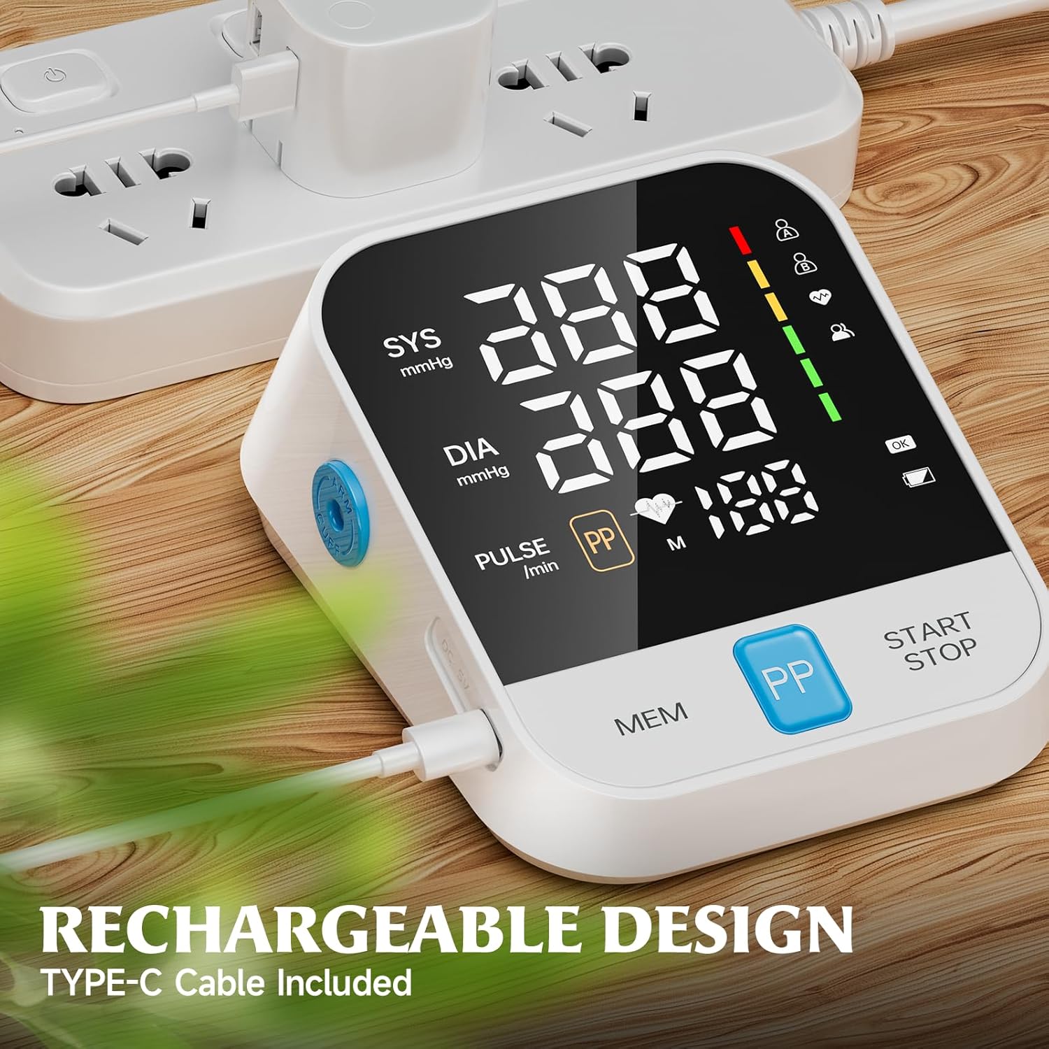 Blood Pressure Monitor for Home Use with Upper Arm Wide Range Cuff (8.7-15.7 Adjustable)  LED Display, Automatic Digital BP Machine Storage Bag, 240 Memories for 2 Users White