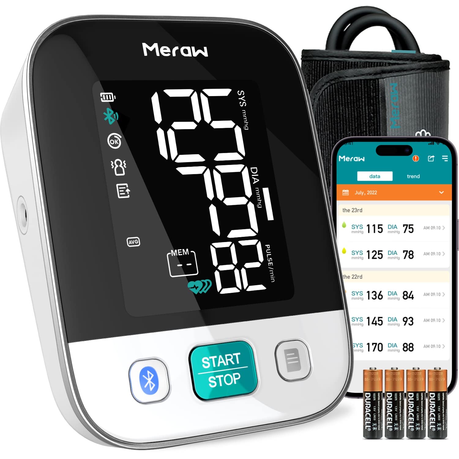 Blood Pressure Monitor Home Use, Blood Pressure Cuff Digital Arm, Blood Pressure Monitor Automatic Cuff 8.7-16.5 Bluetooth App Tracking Irregular Heartbeat Monitoring FSA/HSA Eligible White