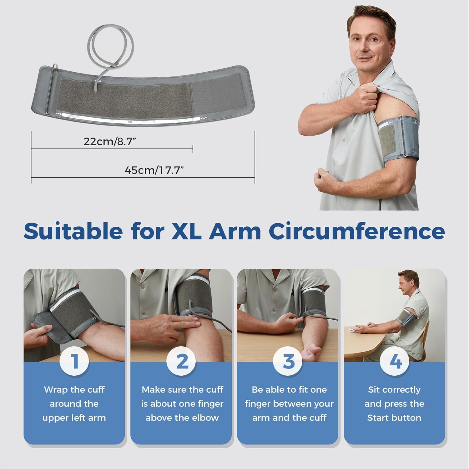 Checkme Blutooth Blood Pressure Monitors for Home Use, Blood Pressure Machine with Dual-Display, Extra-Large Adult Cuff, 500 Readings, Voice Broadcast - Automatic BP Monitor with Bluetooth