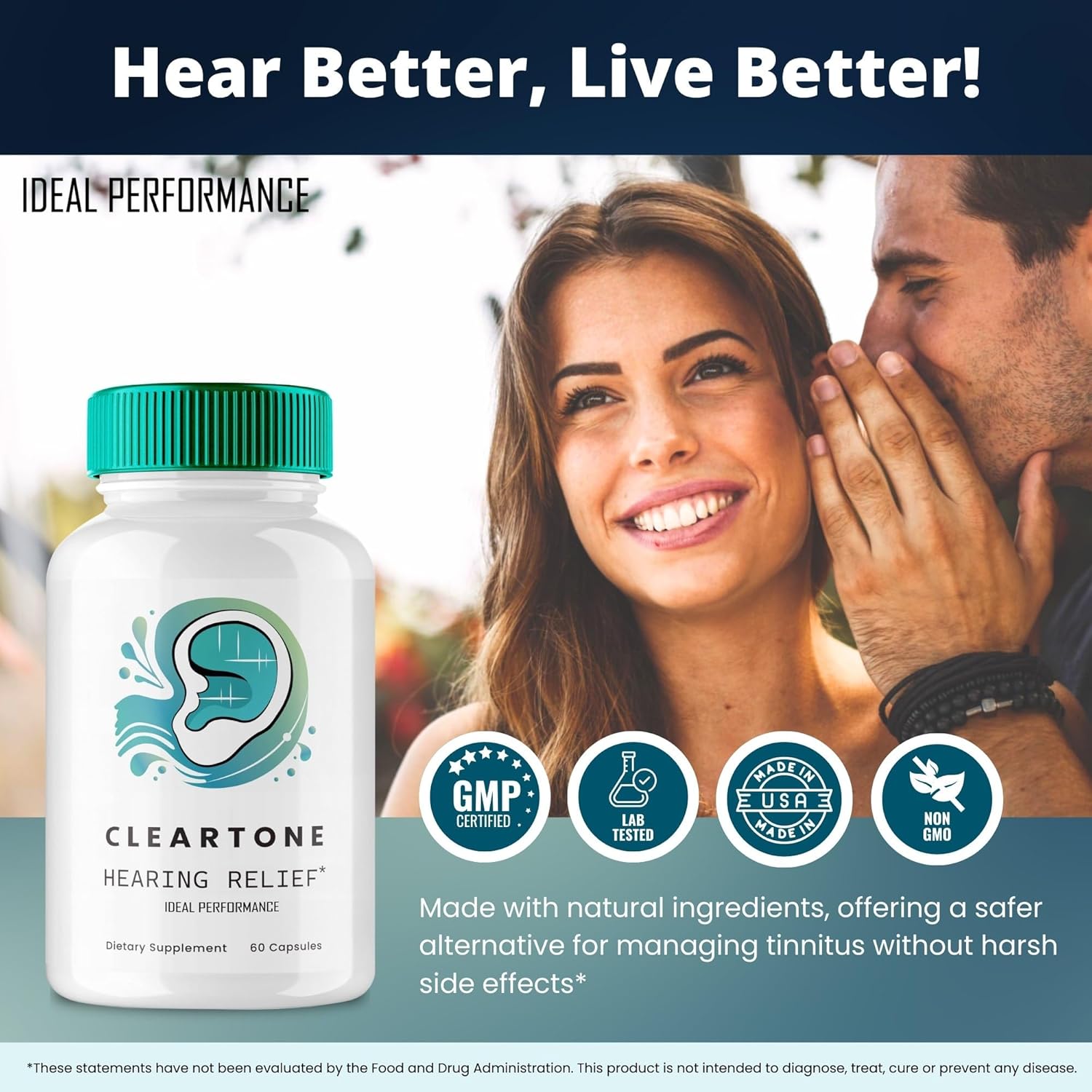 Cleartone Tinnitus Relief for Ringing Ears Capsules, Cleartone Ear Pills Supplement, Clear Tone Tinnitus Treatment, Calming Ear Ringing Relief - Maximum Strength, Cleartone Reviews (60 Capsules)
