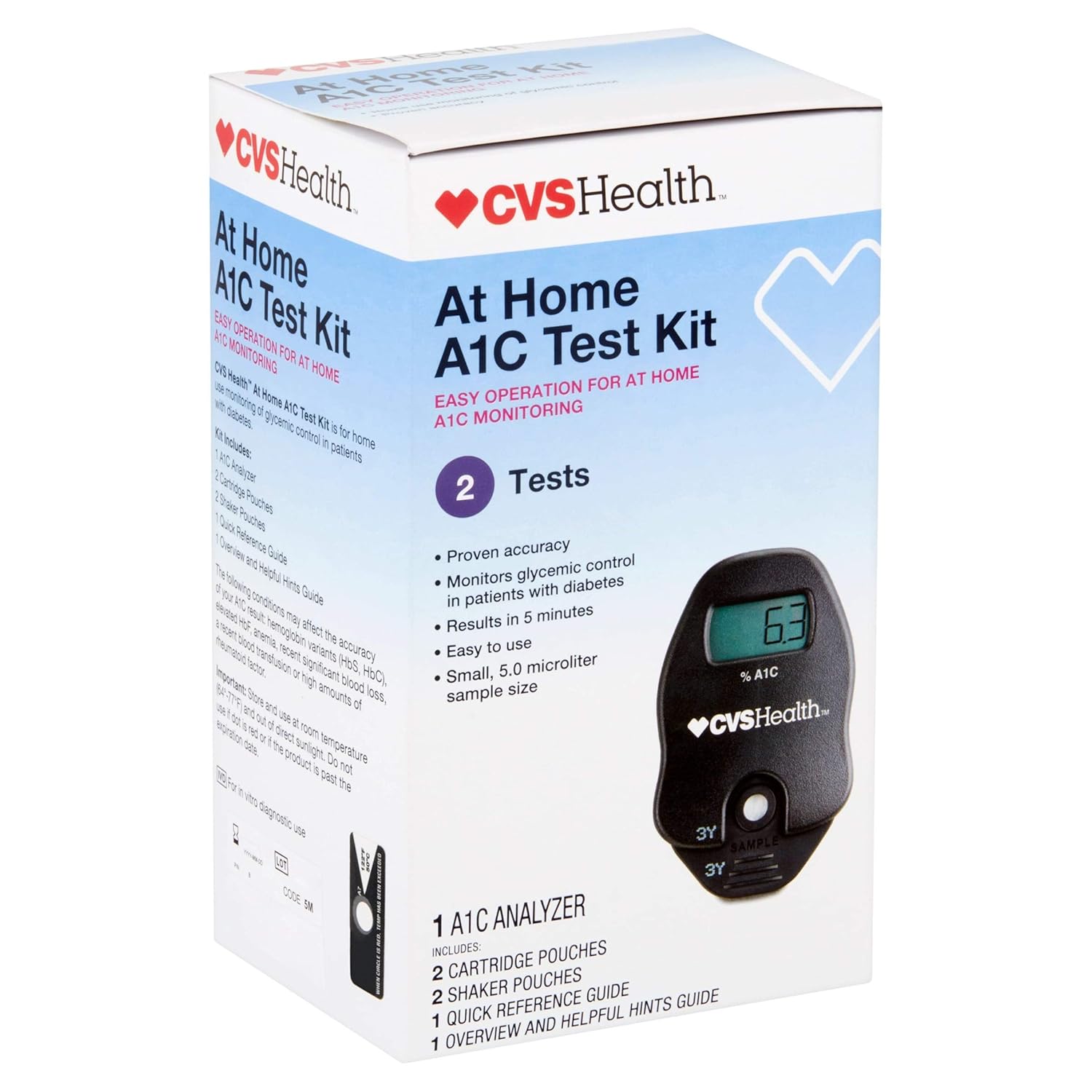 CVS A1C At Home Test Kit, Home Use Monitoring of Glycemic Control, Easy Operation for at home A1C Monitoring