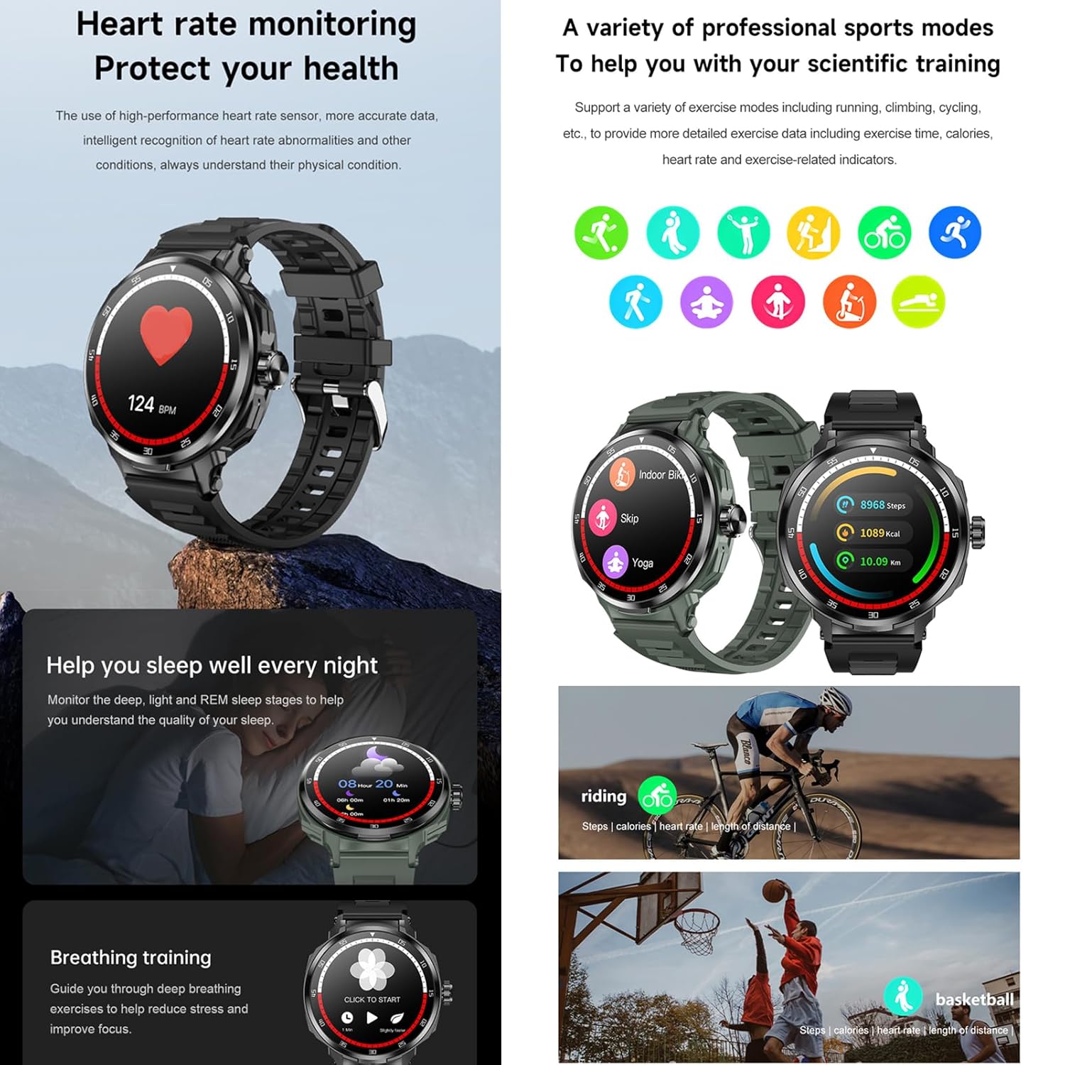 D11 Smartwatch with Earbuds 1.46 TFT Round Smart Watch TWS Wireless Bluetooth Headset Health Monitor Fitness Tracker Bluetooth Call Music Player (Black)
