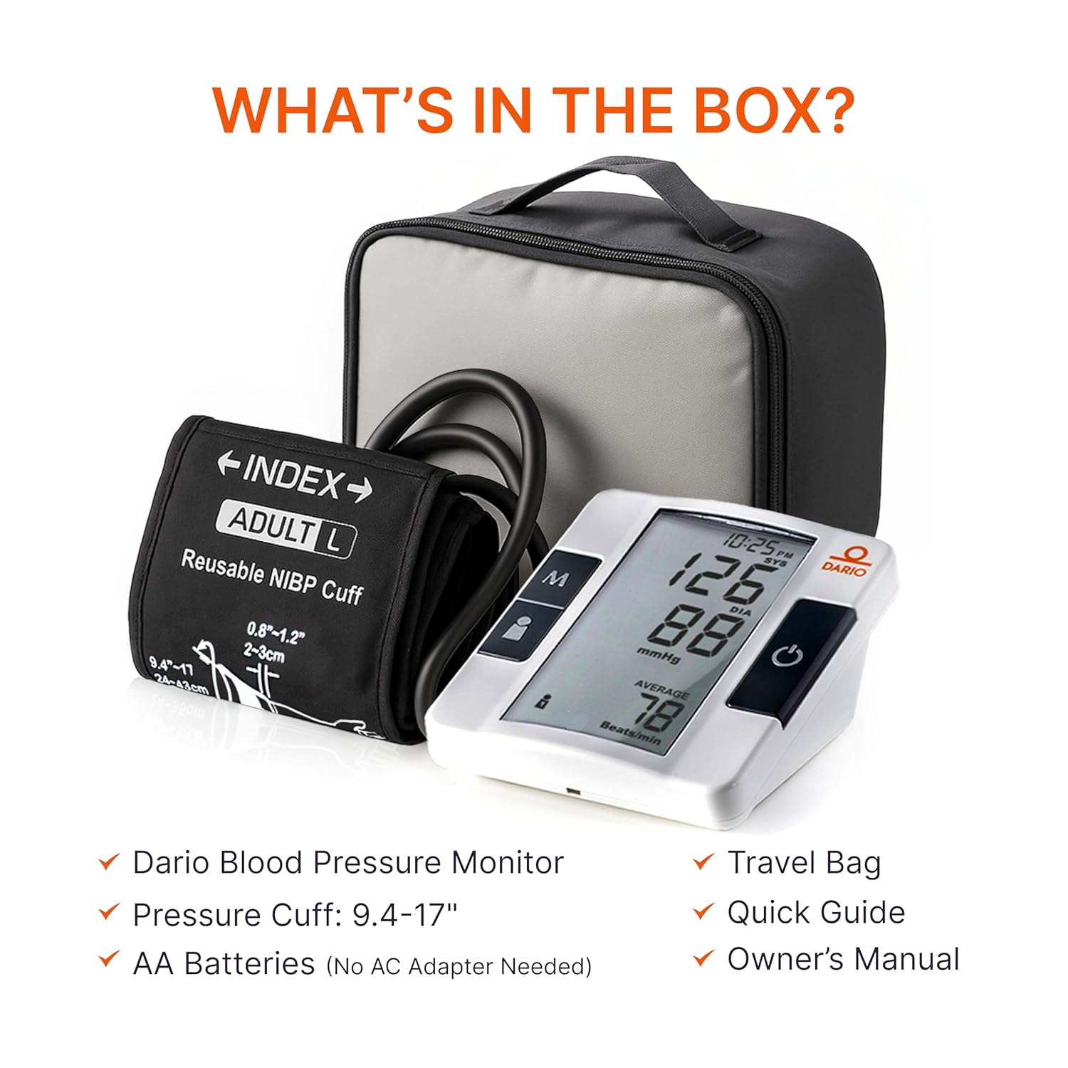 Dario Premium Blood Pressure Monitor for Home Use – Smart, Reliable  Easy to Use, Adjustable Arm Cuff (8.75–16.5), Bluetooth App  Carrying Case