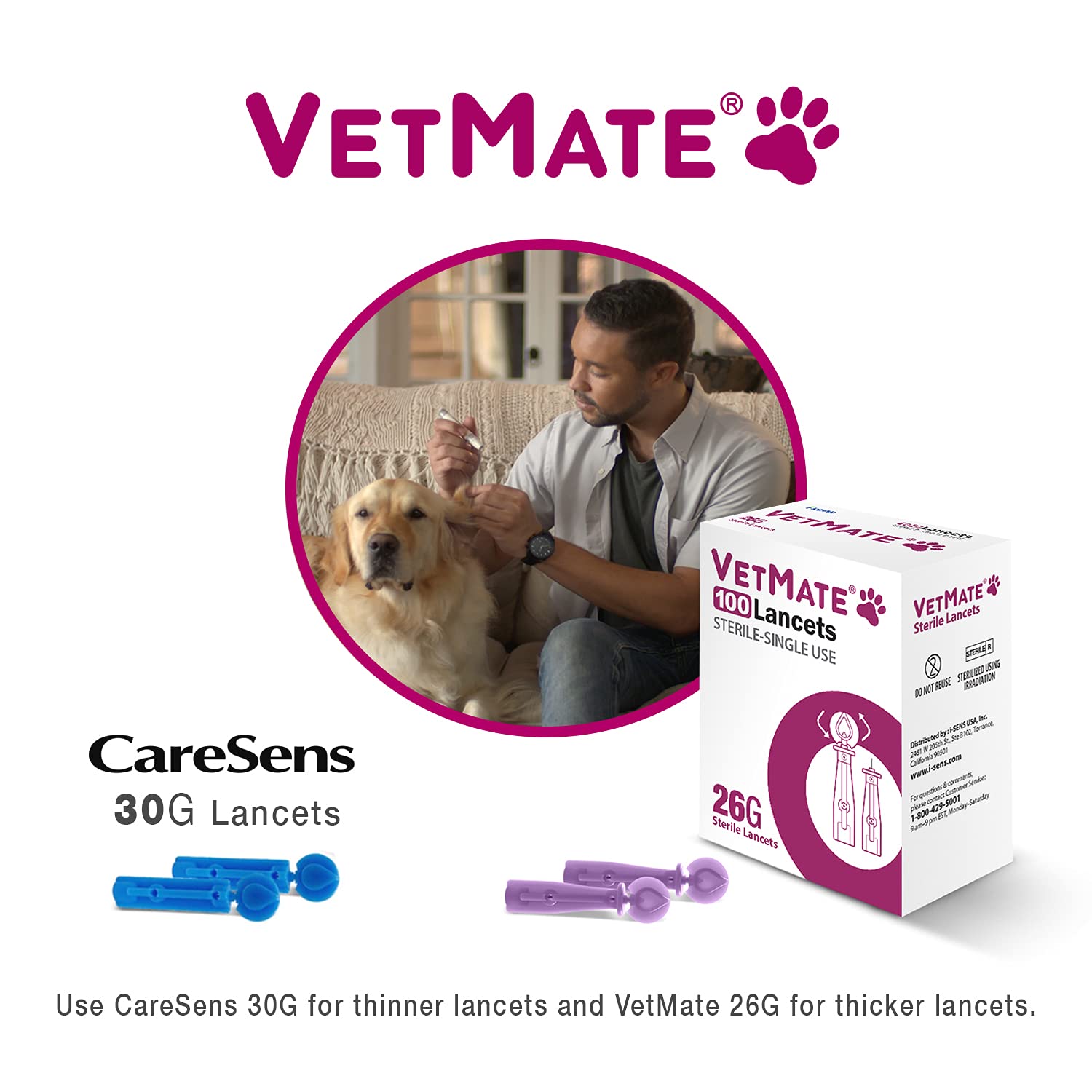 Dogs/Cats Diabetes Monitoring Starter KIT (Auto-Coding) - 1 Pet Blood Glucose Meter, 10 Test Strips, 1 Lancing Device, 10 Lancets, 1 Control Solution – Calibrated for Dogs and Cats