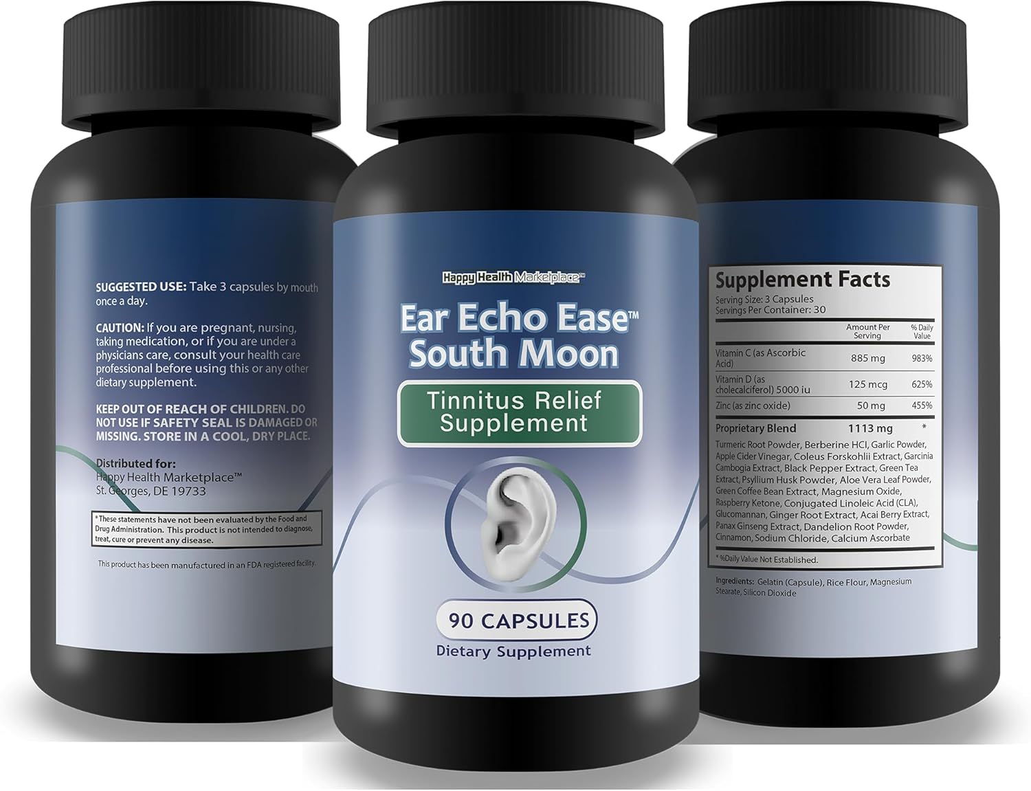 Ear Echo Ease Tinnitus Relief Supplement - Our Best Tinnitus Relief for Ringing Ears - Ear Health Supplements for Ringing in Ears Relief  Healthy Hearing Support - Stop Ringing in The Ears