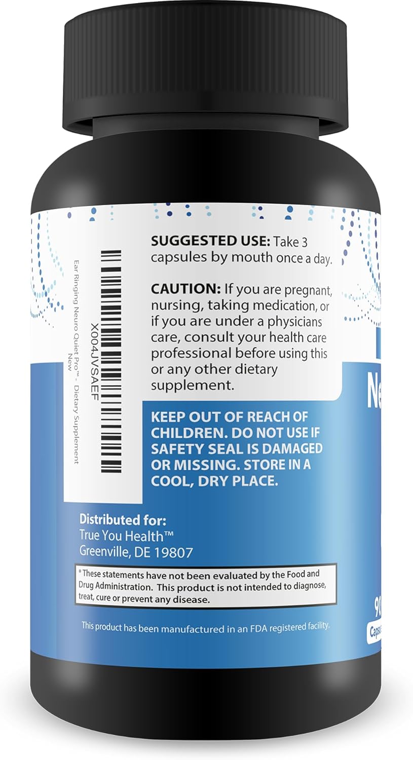 Ear Ringing Neuro Quiet Pro - Improved Formula - Our Best Hearing Improvement Supplement - Tinnitus Relief for Ringing Ears - Stop Ear Ringing Remedy - Ear Health Supplements Clear Tinnitus Ear Pills