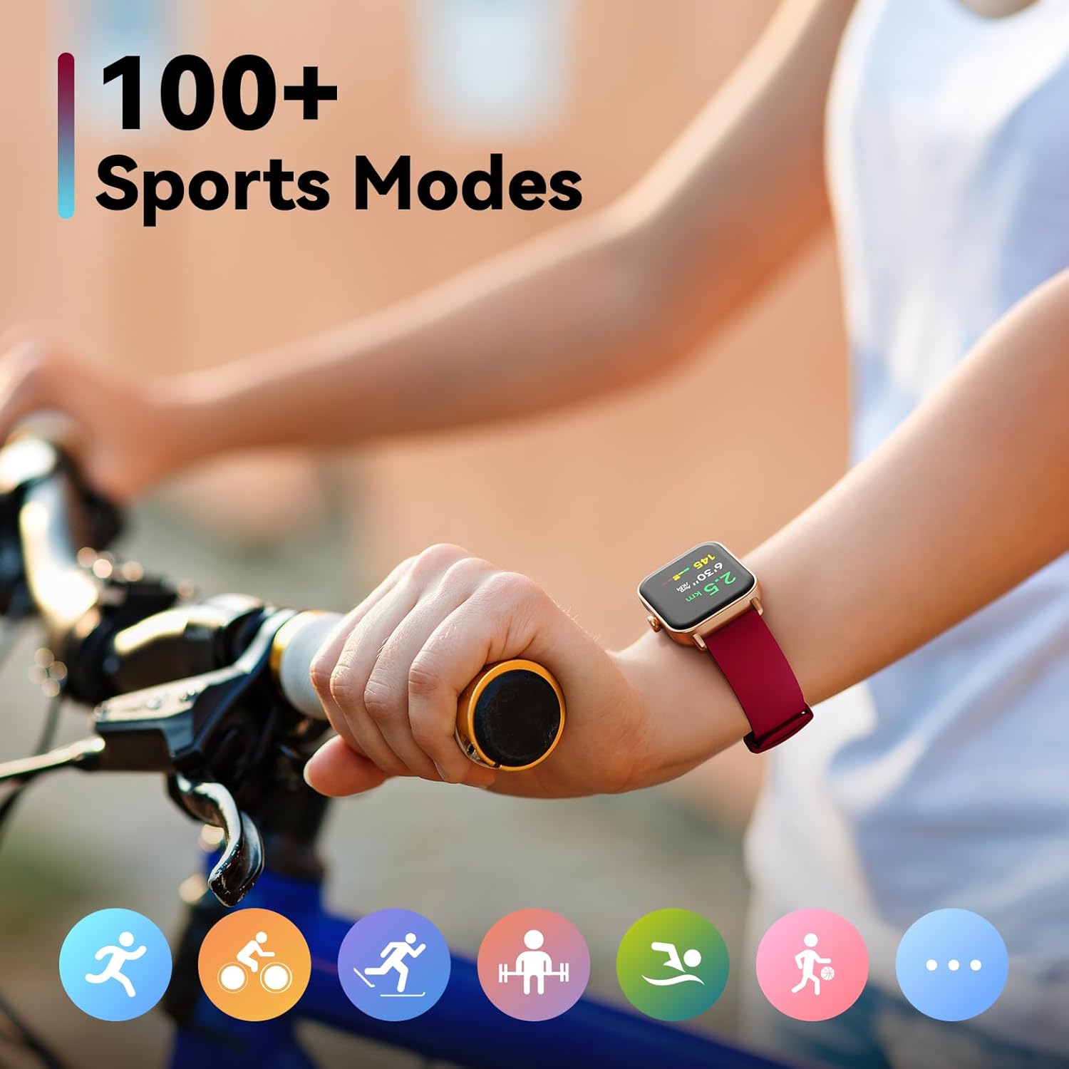 ENOMIR Smart Watch for Men Women, Alexa Built-in Fitness Tracker with Call Function1.8 HD Touchscreen, 5ATM Waterproof Heart Rate/Sleep/SpO2 Monitor, 100+ Sport Modes, iOS Android Compatible, Red