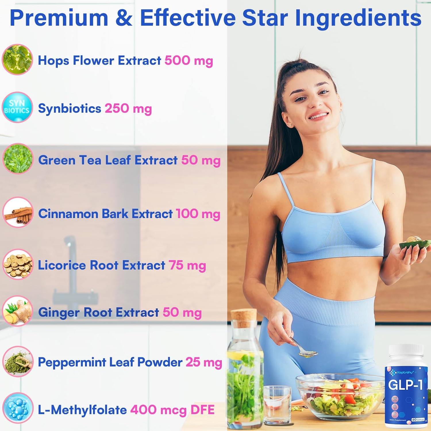 GLP-1 Supplement | GLP1 Support for Women  Men, Support GLP-1 Naturally, GLP 1 Supplement for Immune, Energy, Digestion, Gut  Overall Health | Daily Support GLP1 Levels - 60 Capsules