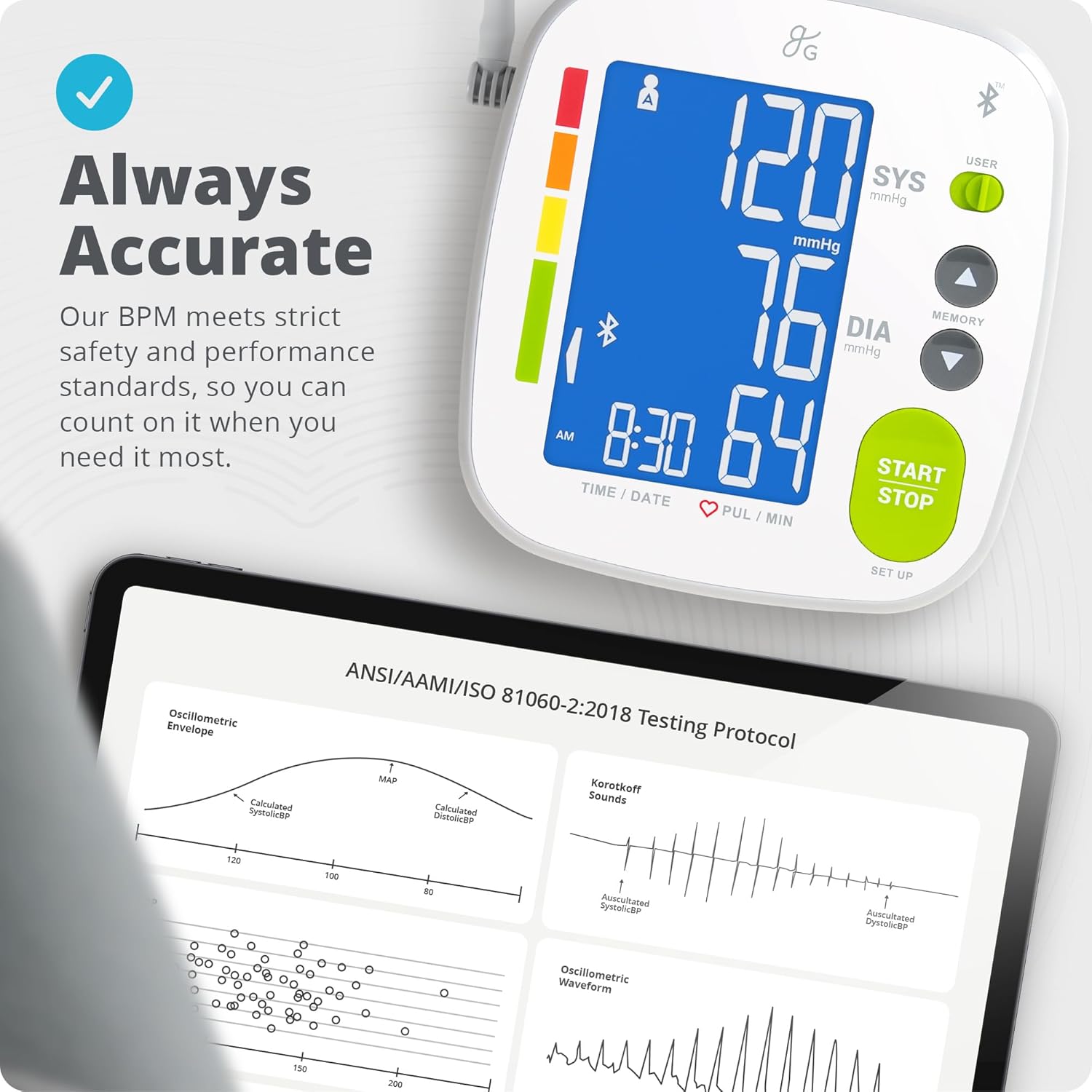 Greater Goods Bluetooth Blood Pressure Monitor with Extra Large Blood Pressure Cuff, Accurate Digital Blood Pressure Monitors for Home Use, HSA/FSA Eligible BP Machine