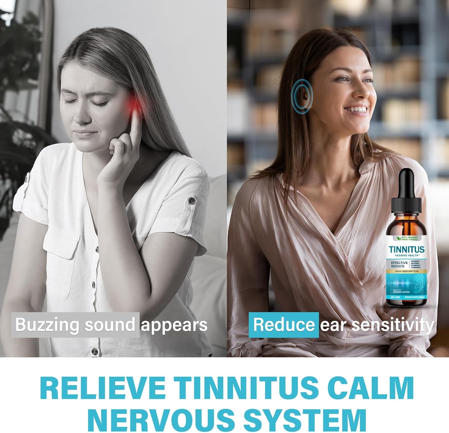 Green Hills Tinnitus Relief for Ringing Ears, Natural Ear Ringing Relief for Clogged Ears,Reduce Ear Noise  Improve Hearing, 60ML