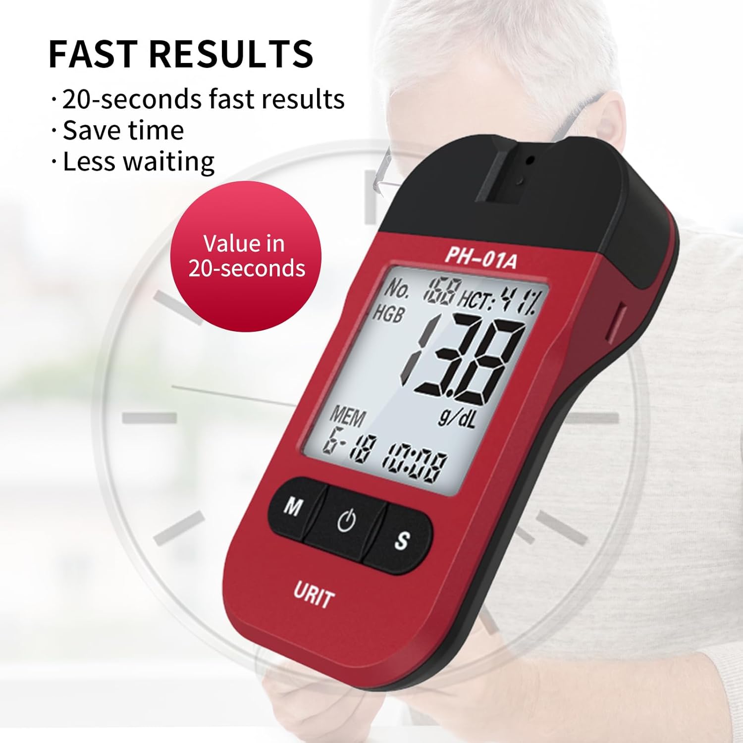 Hemoglobin Test Meter with 25 Test Strips for Home Use