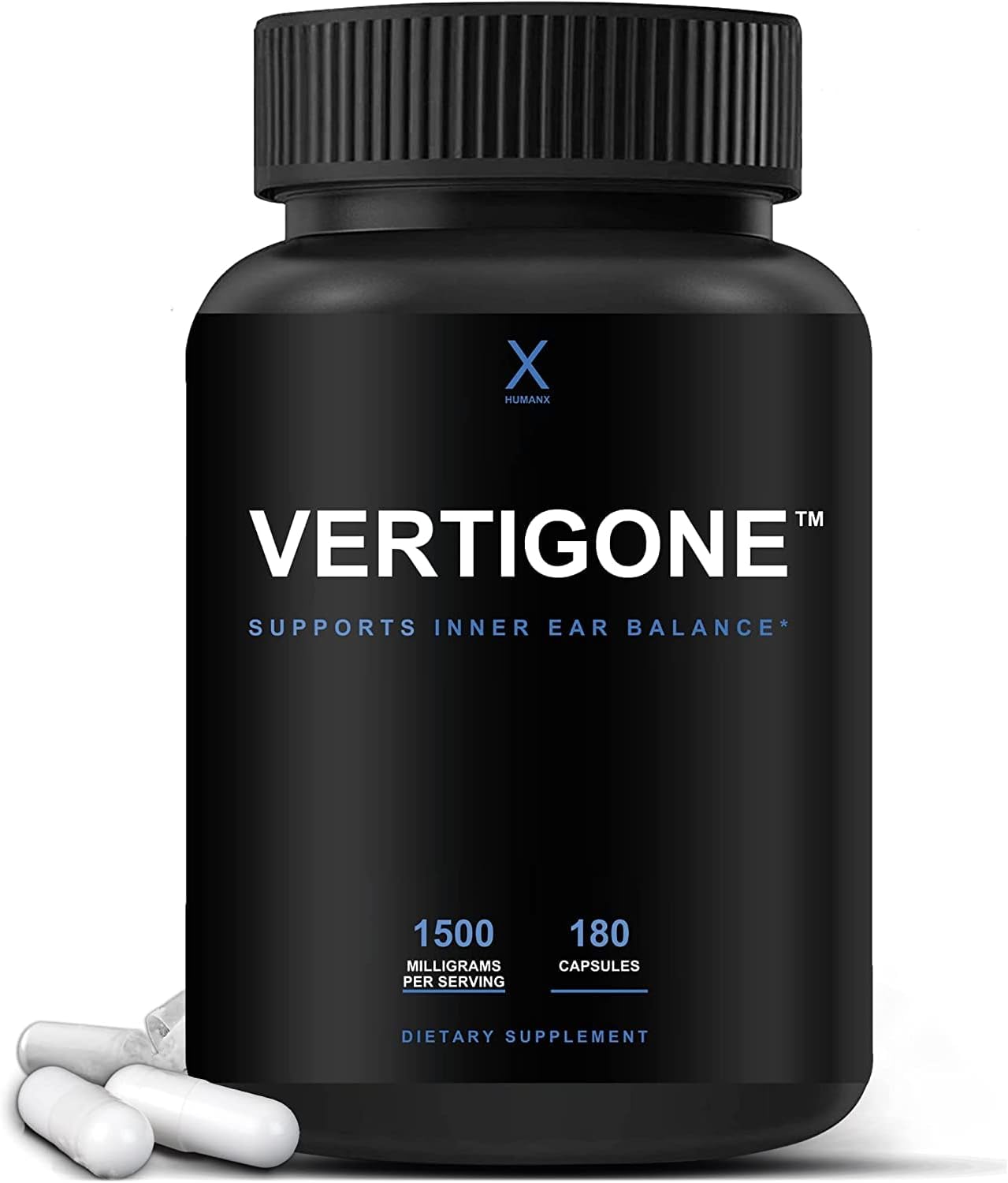 HUMANX VertiGone - Vertigo Relief - Time-Tested Ingredients - Ancient Natural Inner Ear Balance Supplement - Relieves Dizziness, Nausea, Spinning  Swaying Sensations - Non GMO - Dizzy Aid Pills