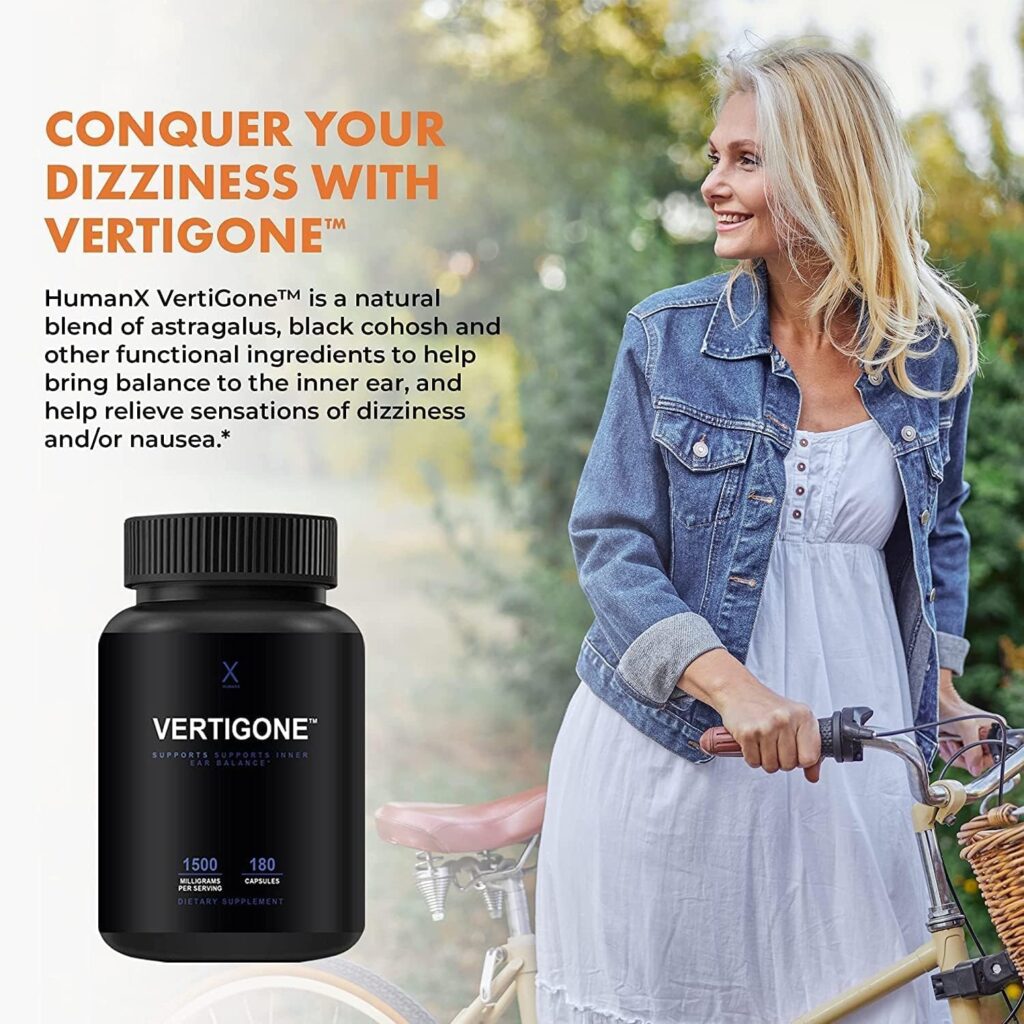 HUMANX VertiGone - Vertigo Relief - Time-Tested Ingredients - Ancient Natural Inner Ear Balance Supplement - Relieves Dizziness, Nausea, Spinning  Swaying Sensations - Non GMO - Dizzy Aid Pills