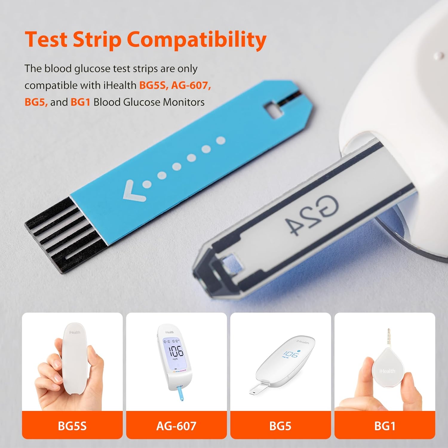 iHealth Blood Glucose Test Strips 100 Count, Lancets for Diabetes Management 100 Count, Compatible with iHealth Blood Glucose Monitor Only
