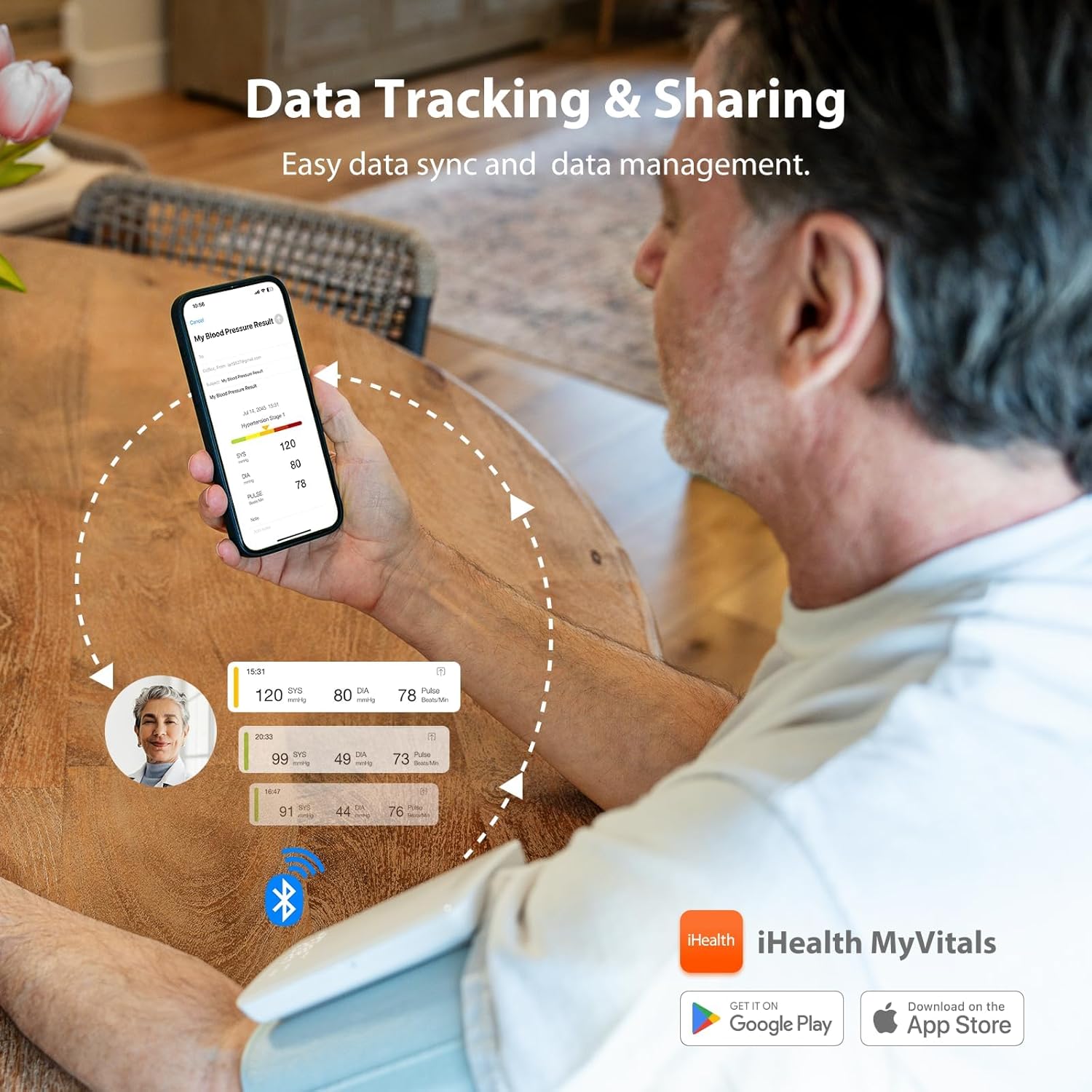 iHealth Neo Wireless Blood Pressure Monitor, Upper Arm Cuff, Bluetooth Blood Pressure Machine, Ultra-Thin  Portable, App-Enabled for iOS  Android