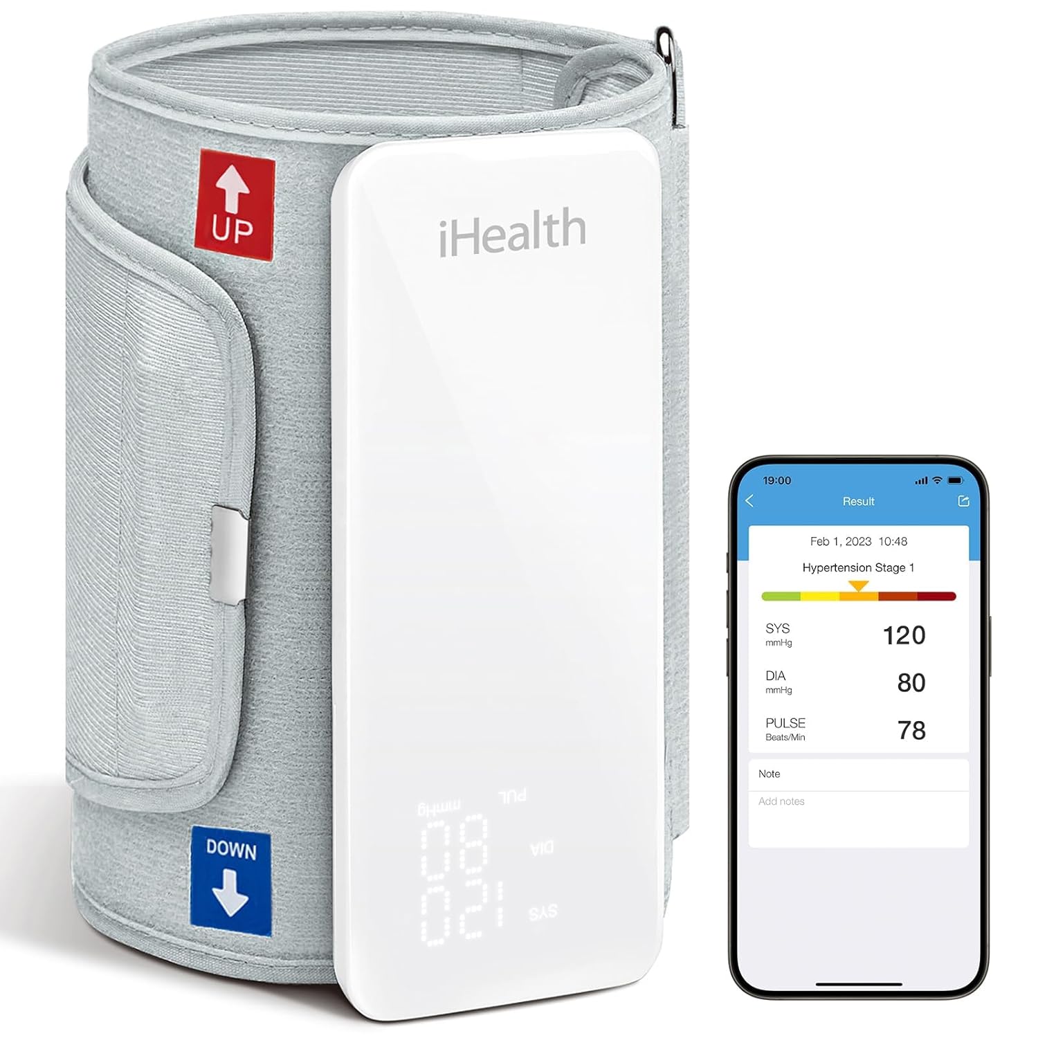 iHealth Neo Wireless Blood Pressure Monitor, Upper Arm Cuff, Bluetooth Blood Pressure Machine, Ultra-Thin  Portable, App-Enabled for iOS  Android