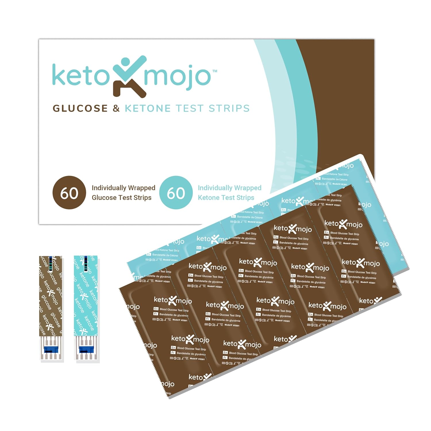 Keto-Mojo GK+ Glucose  Ketone Testing Kit with 140 Test Strips – Advanced Bluetooth Meter with Free App for Ketosis Diabetes  Metabolic Support – Includes 70 Glucose + 70 Ketone Strips