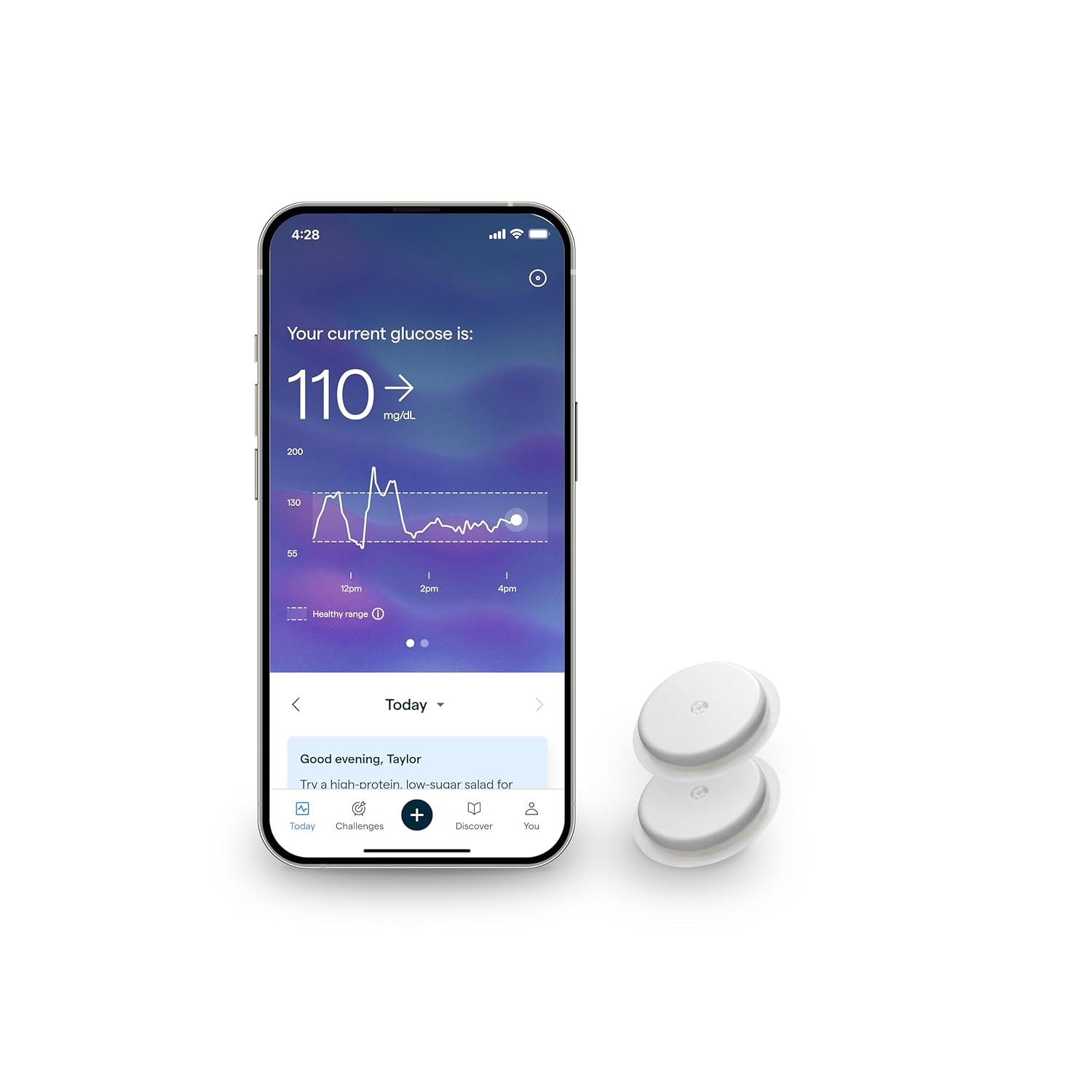 Lingo Continuous Glucose Monitor (CGM)  App. Made by Abbott. Know The Impact of What You eat. 1 Lingo biosensor Lasts up to 14 Days*. Designed for iPhone 11 Device or Later. US Only. (Pack of 2)