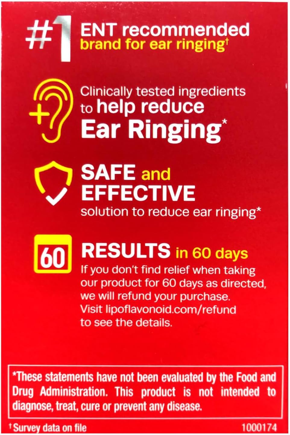 Lipo-Flavonoid Dietary Supplement Caplets for Ear Ringing - 100 Count