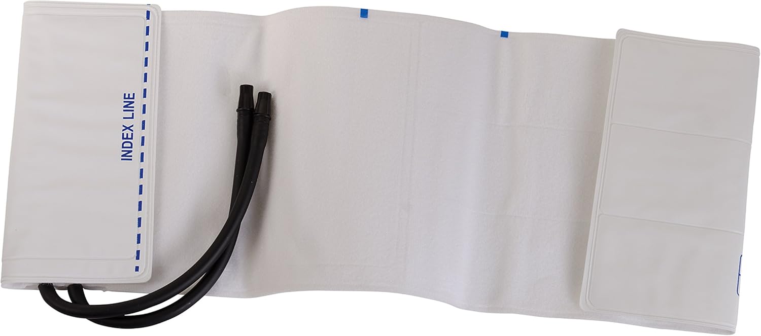 MABIS Single-Patient Use Disposable Blood Pressure Cuffs with Universal Connectors, Two Tubes, 31 to 40 Centimeters, White, 5 per Box