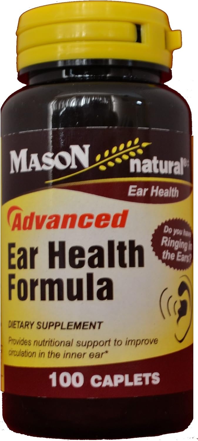 Mason Natural Advance Ear Health Formula Bioflavonoids Plus 100 Caplets per Bottle Pack of 2 Total 200 Caplets