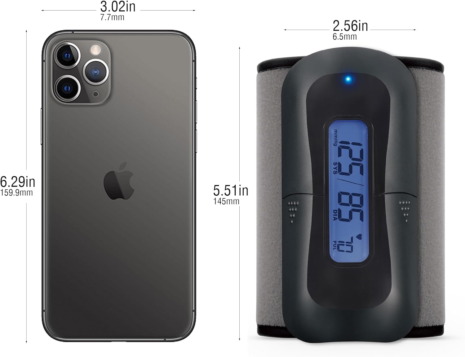 MbH Bluetooth Blood Pressure Monitor- Wireless Upper Arm Cuff BP Monitor for Home Use, IHB and AF Detection, Ultra-Light and Portable, Includes App for iOS  Android