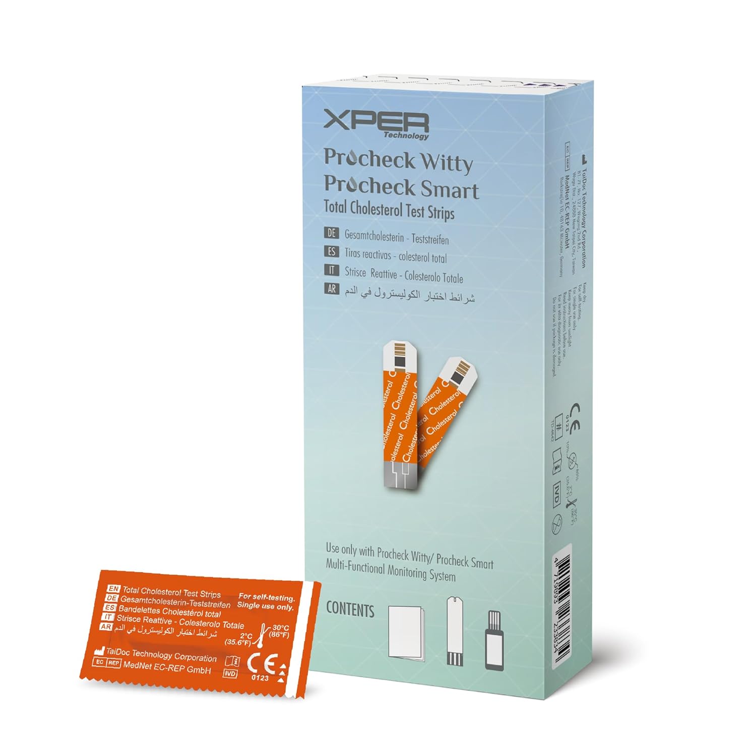 MbH Glucose, Cholesterol Testing Kit + Free App + Blood Cholesterol Monitoring Test Strips 10 Single Pack