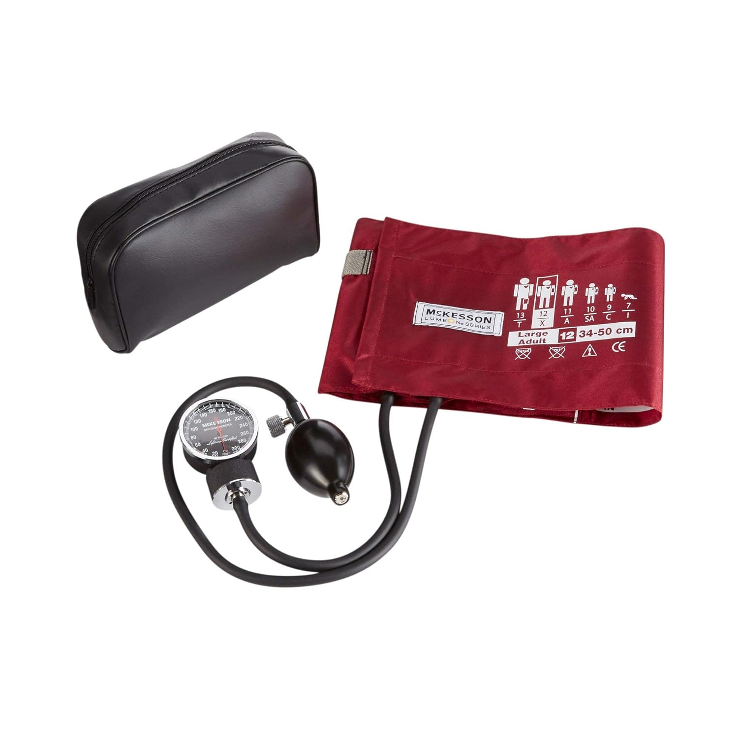 McKesson Aneroid Sphygmomanometer – Manual Blood Pressure Cuff Monitor with Carrying Case, Cuff 34-50 cm, Burgundy, 2 Count McKesson Aneroid Sphygmomanometer – Manual Blood Pressure Cuff Monitor with Carrying Case, Cuff 34-50 cm, Burgundy, 2 Count