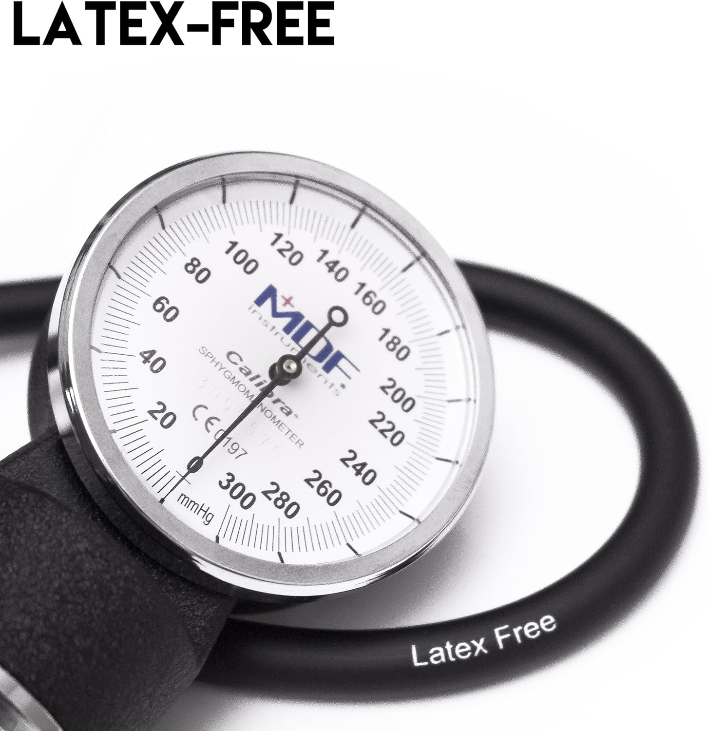 MDF Instruments, Extra Large Gauge Calibra Pro Aneroid Sphygmomanometer with Shock Guard  Adult Sized Cuff Included, Lifetime Calibration, Black Dial, Black Cuff, MDF808B11