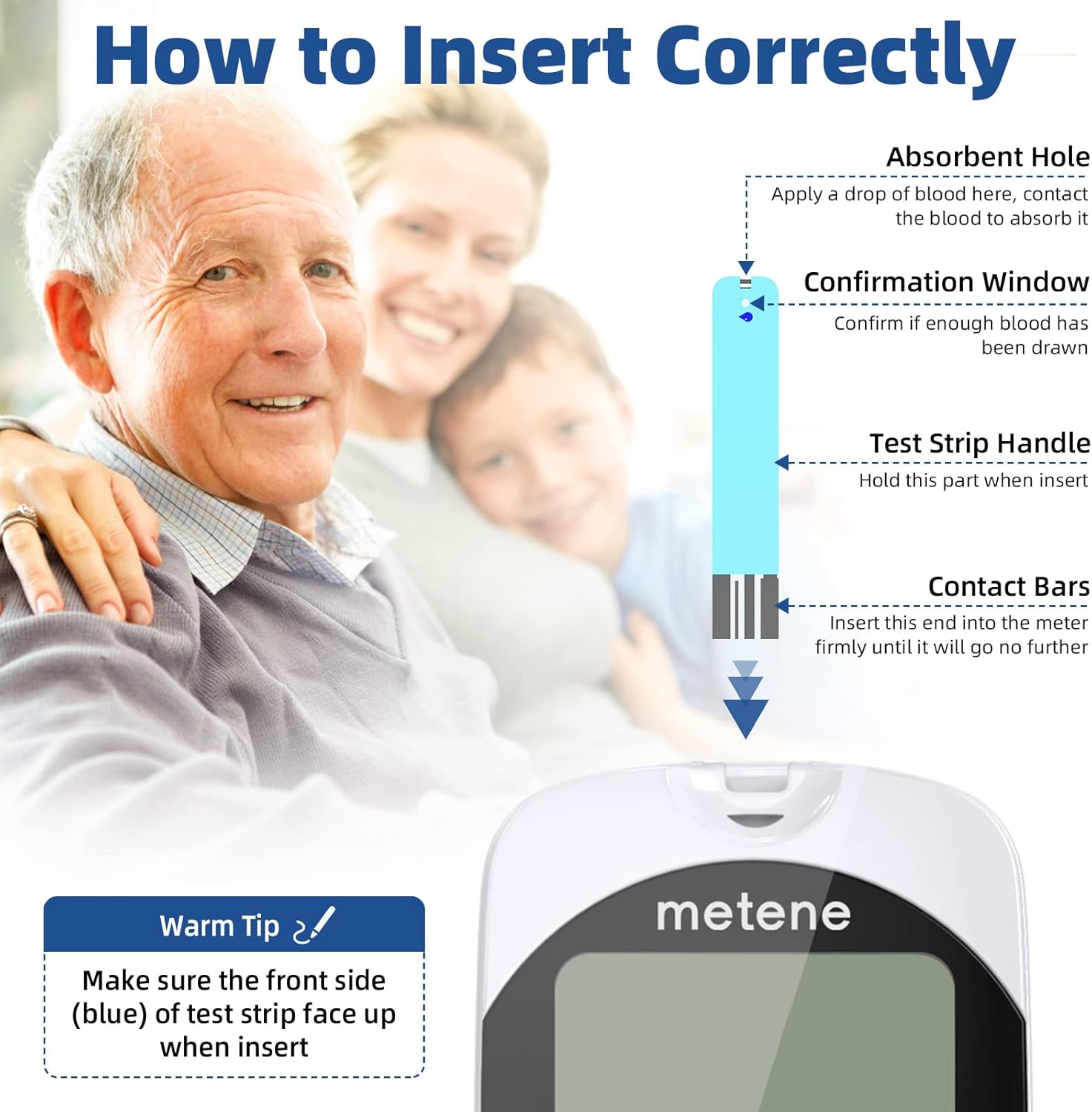 Metene TD-4116, 200 Count Test Strips for Diabetes, Use with metene TD-4116 Blood Glucose Monitor Only
