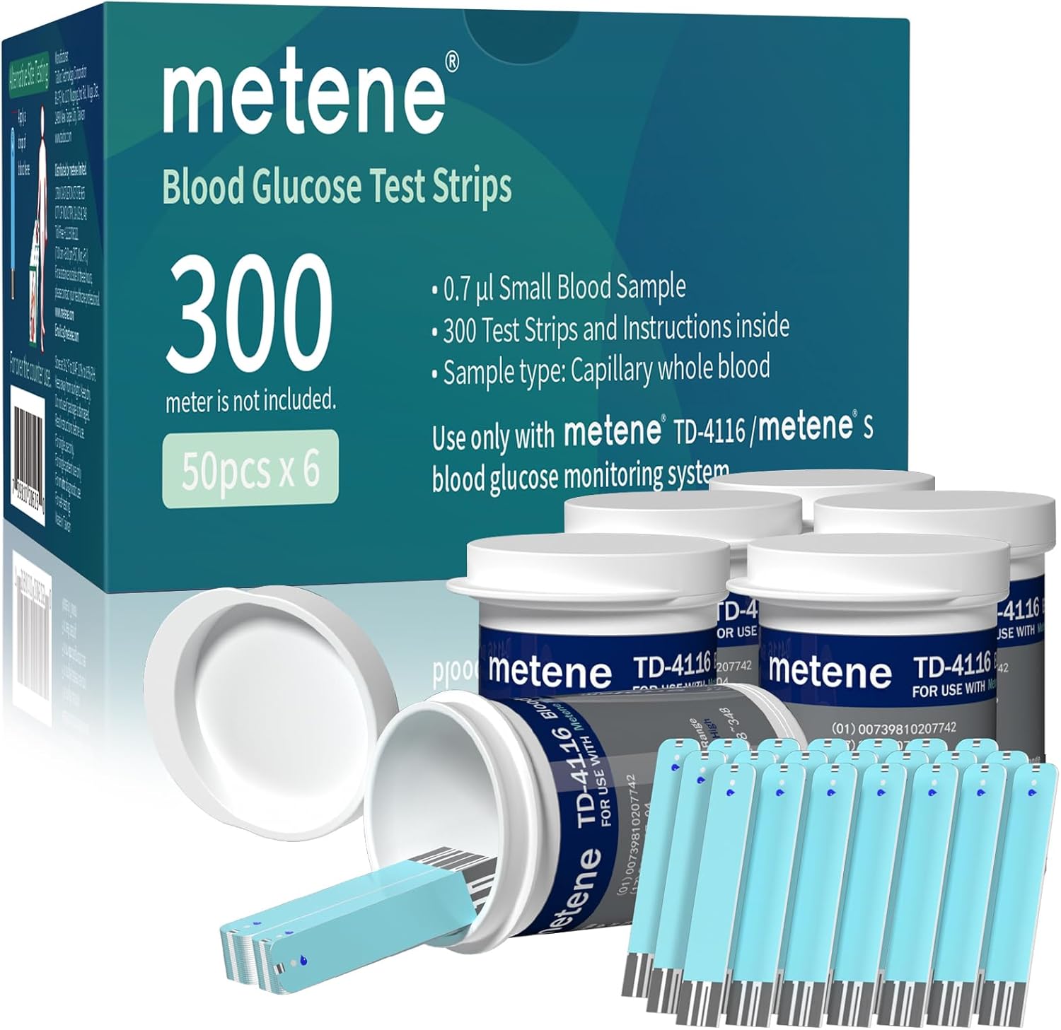 Metene TD-4116, 200 Count Test Strips for Diabetes, Use with metene TD-4116 Blood Glucose Monitor Only
