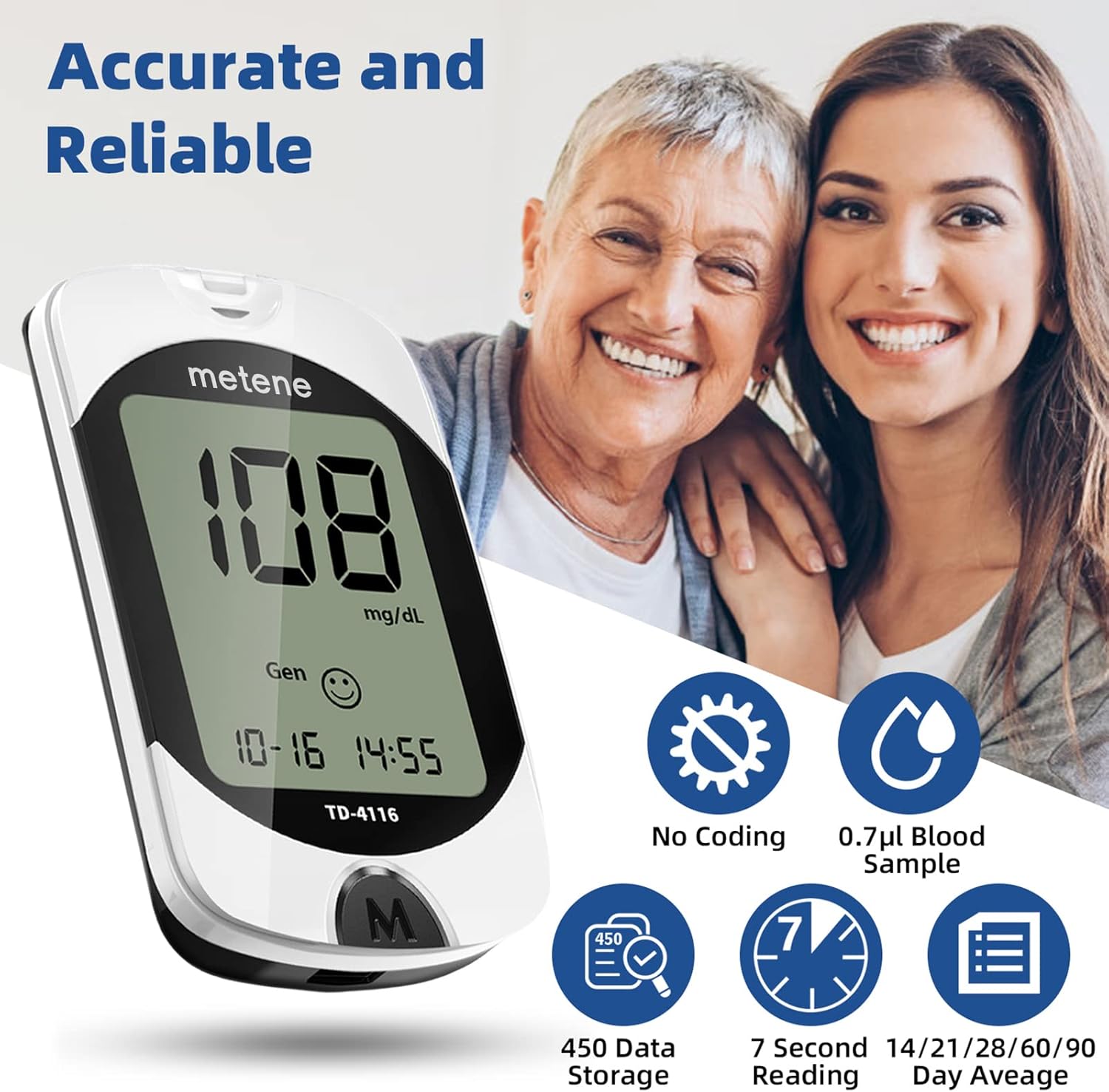 Metene TD-4116 Blood Glucose Monitor Kit  Insulin Cooler Travel Case