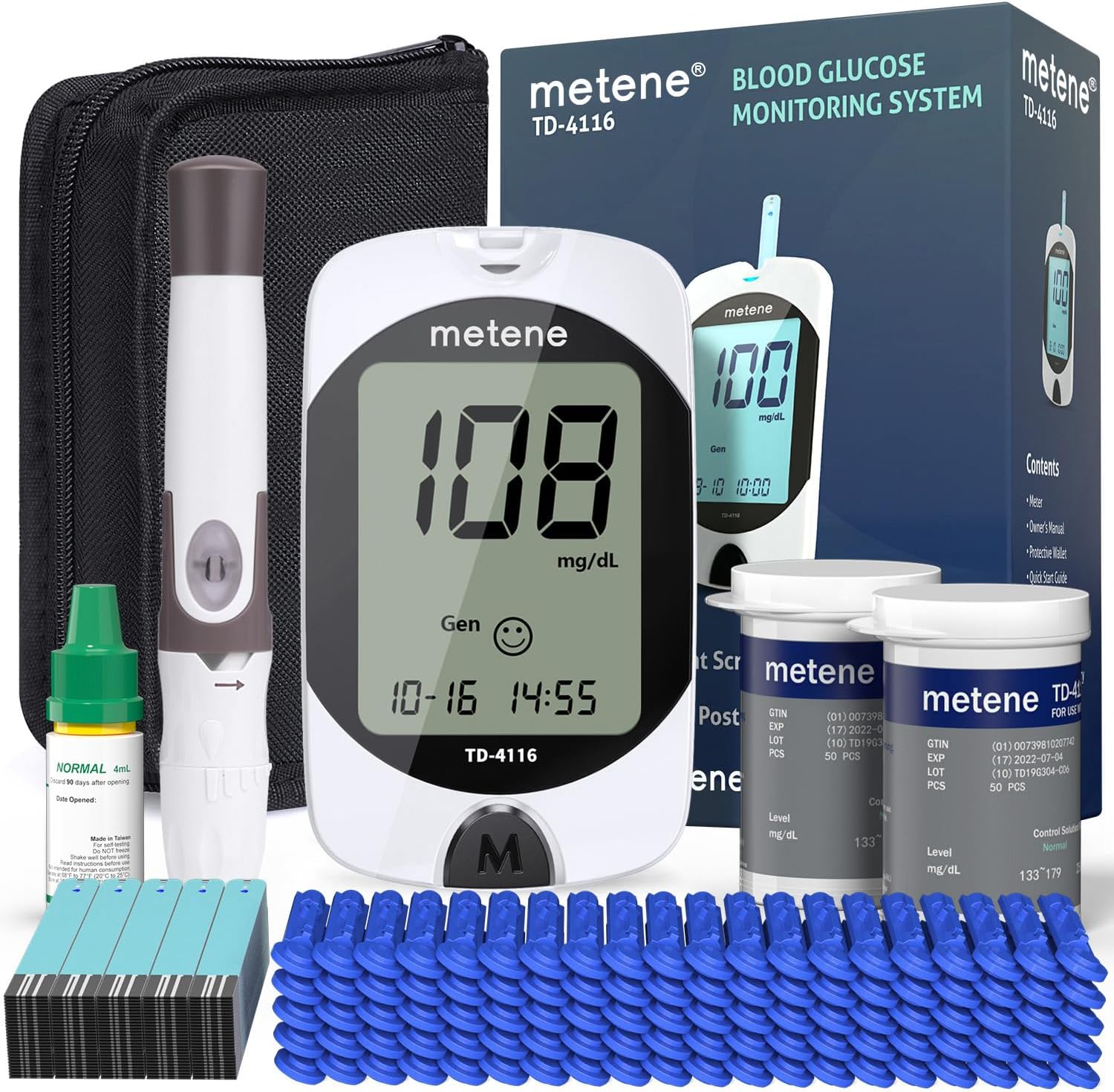 Metene TD-4116 Blood Glucose Monitor Kit  Insulin Cooler Travel Case
