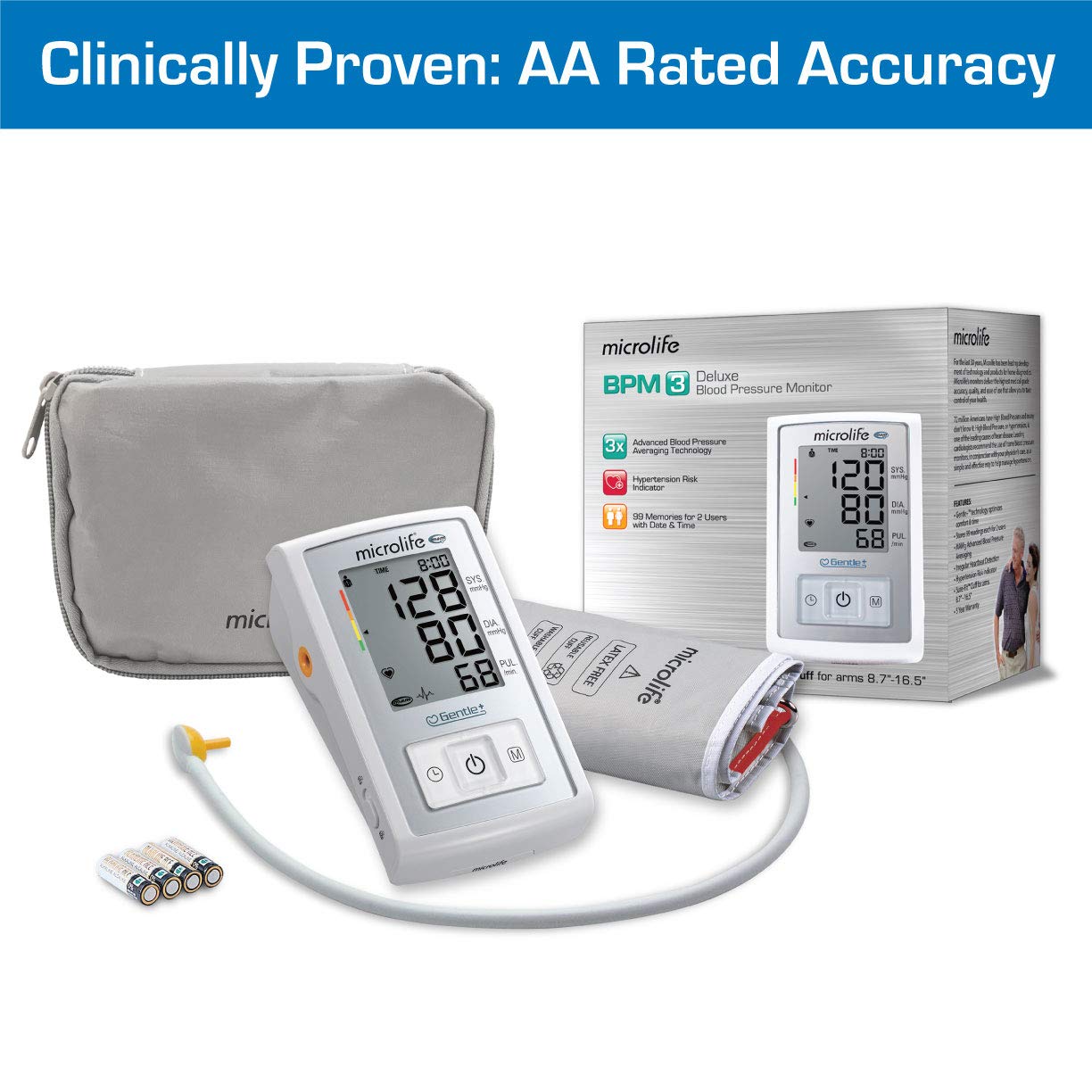 Microlife Series 500 Automatic Upper Arm Blood Pressure Monitor for 2 Users, Stores Up to 198 Results, Wide-Range Cuff Fits Adult Arms 16.5 in (Size M – L), Smart Tracking Software